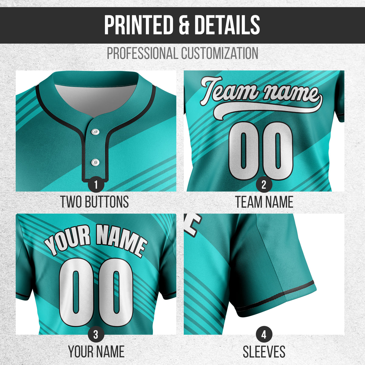 Custom Crossfire Teal Baseball Sports Jersey Personalized Uniform with Name & Number