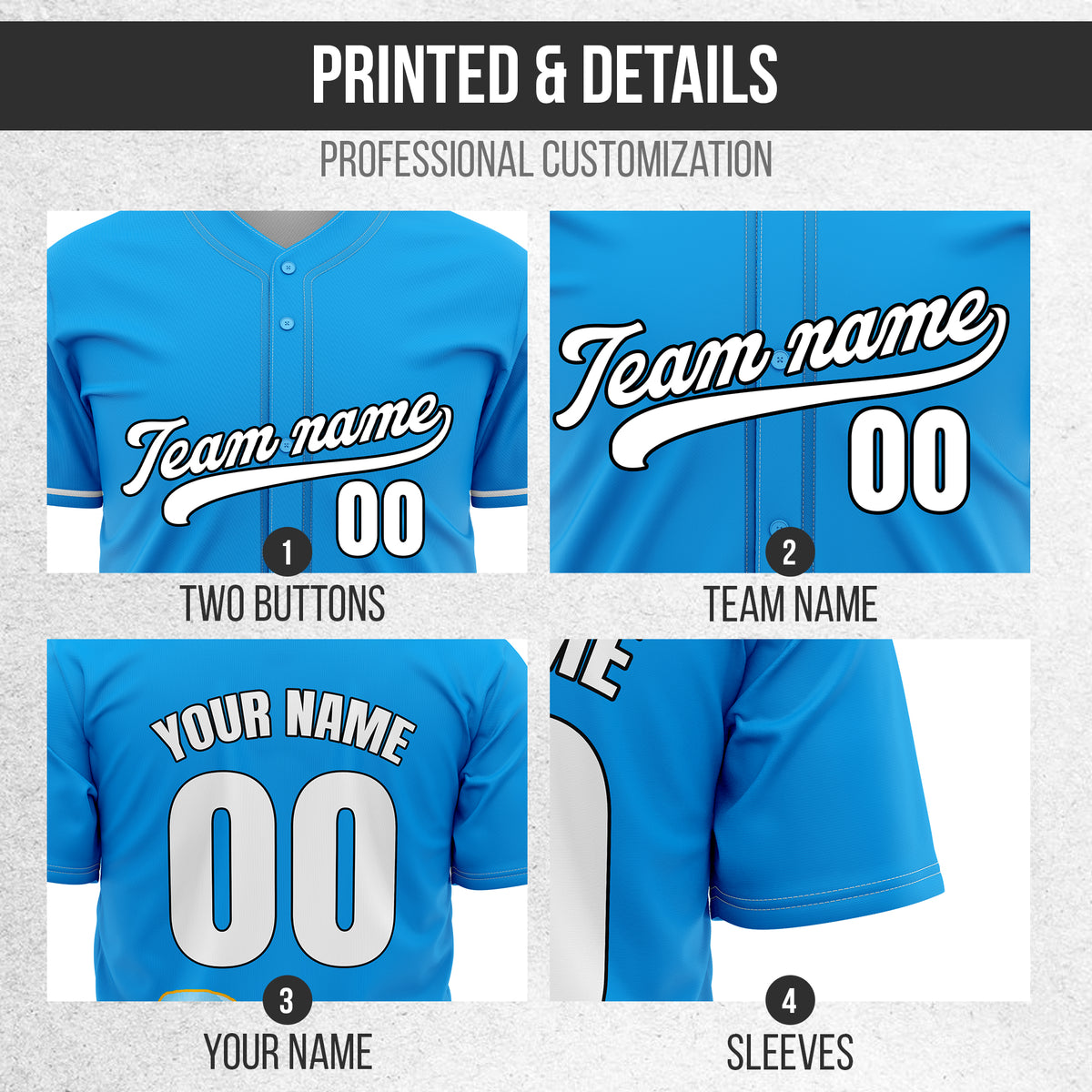 Custom Blue Wave Baseball Sports Jersey Personalized Uniform with Name & Number