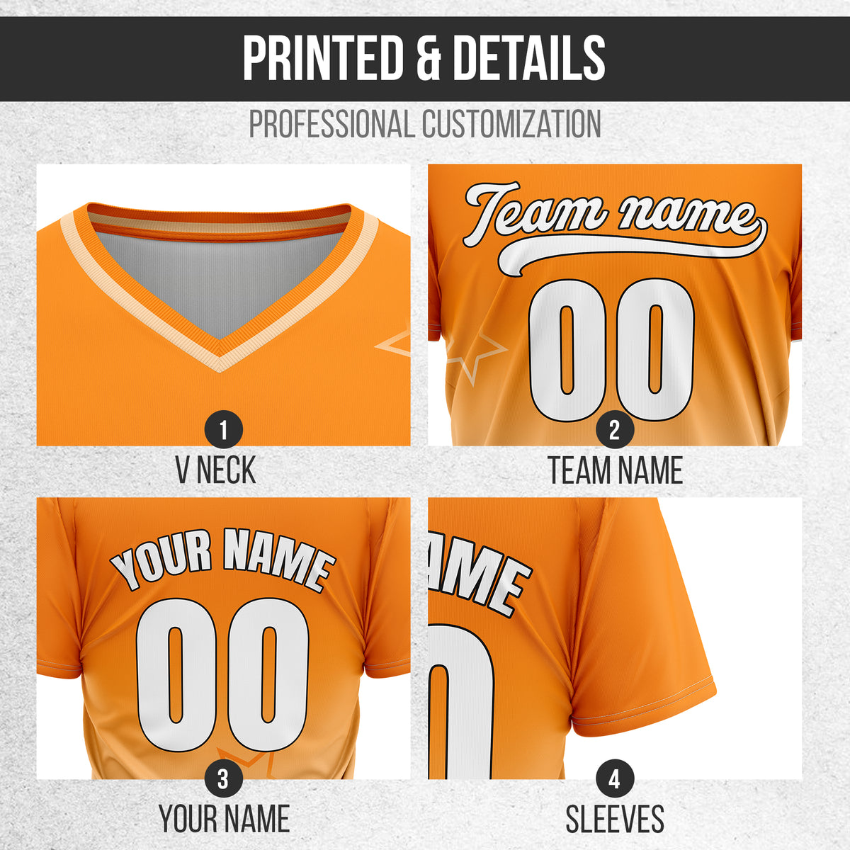 Custom Star Gradient Baseball Orange Sports Jersey Personalized Uniform with Name & Number