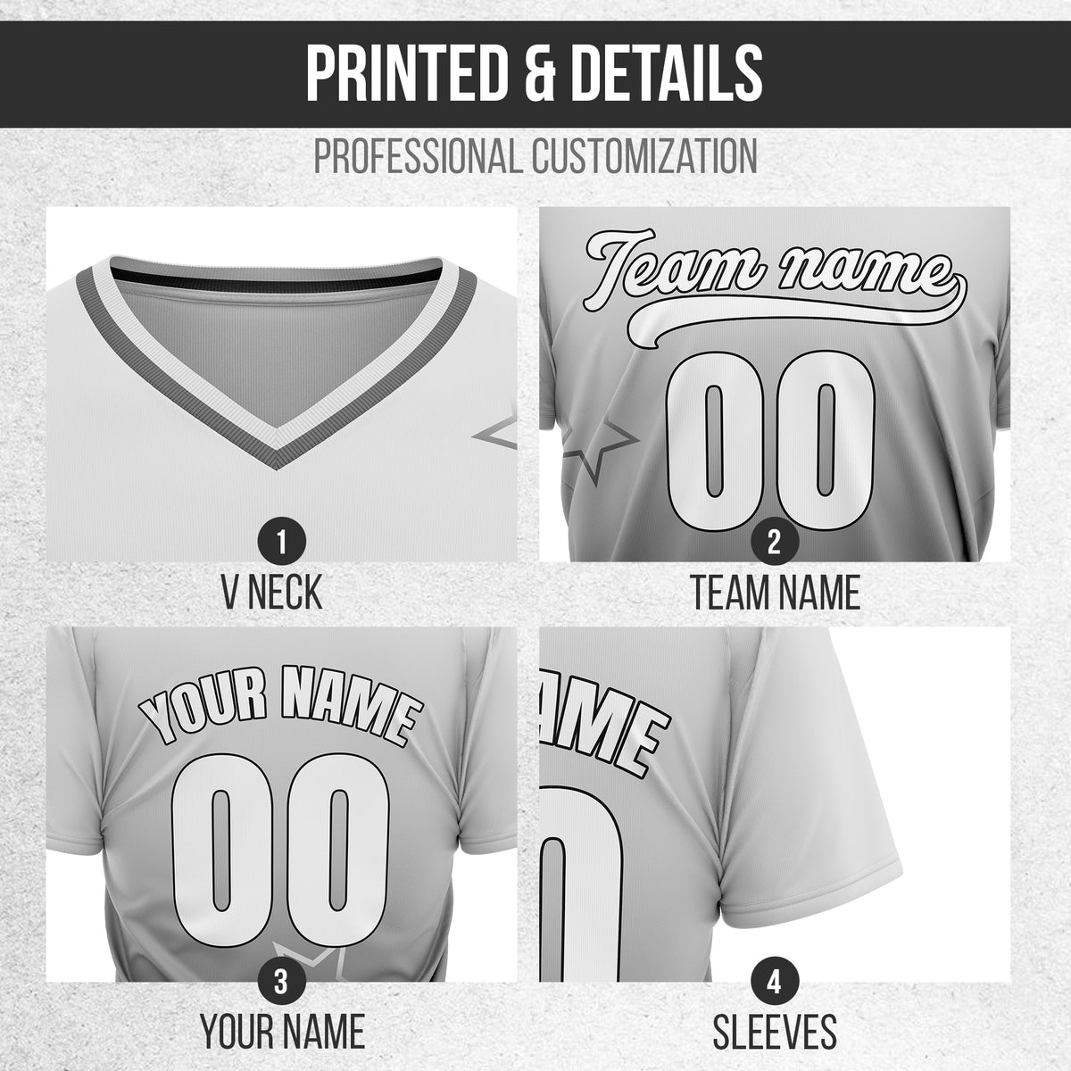 Custom Star Gradient Baseball Grey Sports Jersey Personalized Uniform with Name & Number
