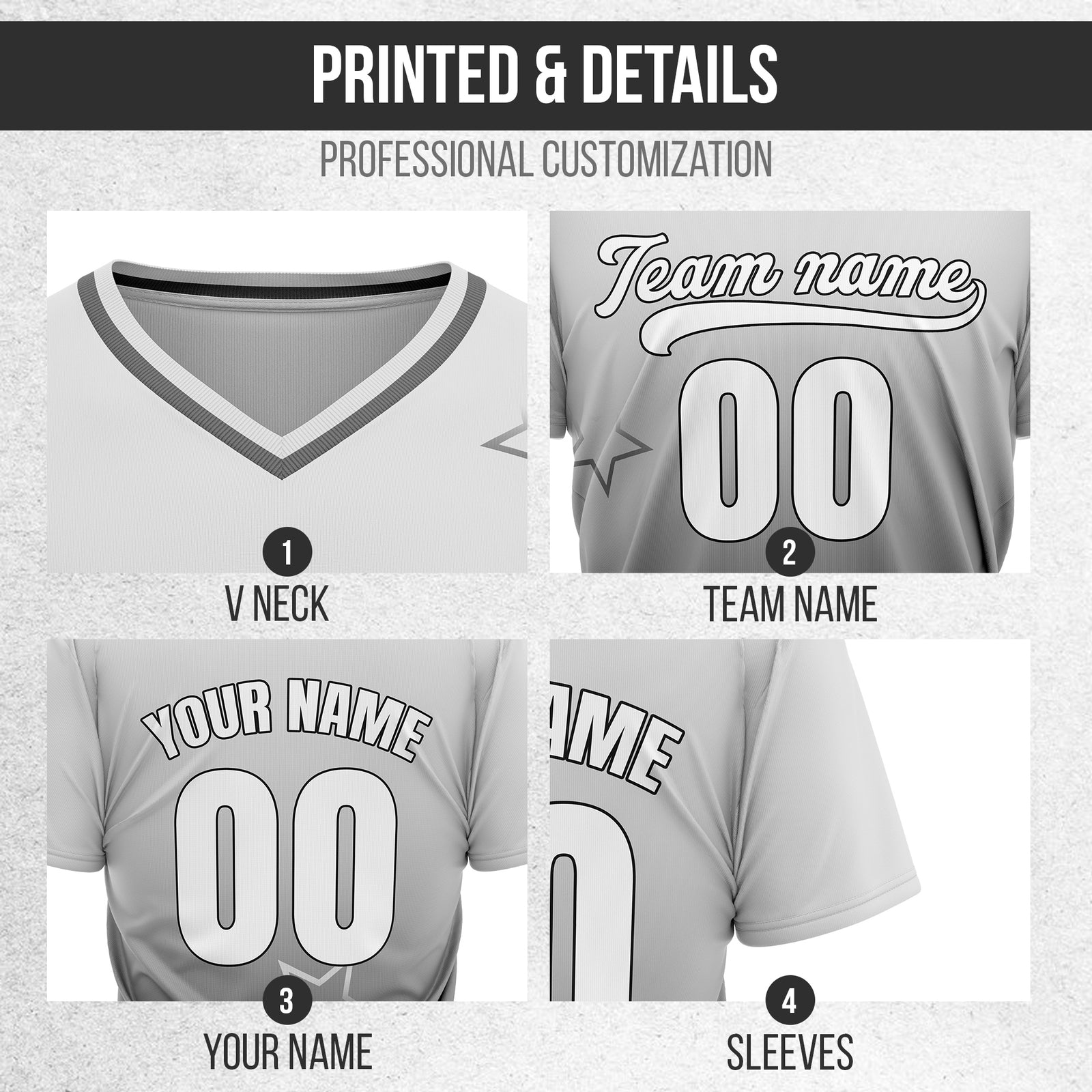 Custom Star Gradient Baseball Grey Sports Jersey Personalized Uniform with Name & Number