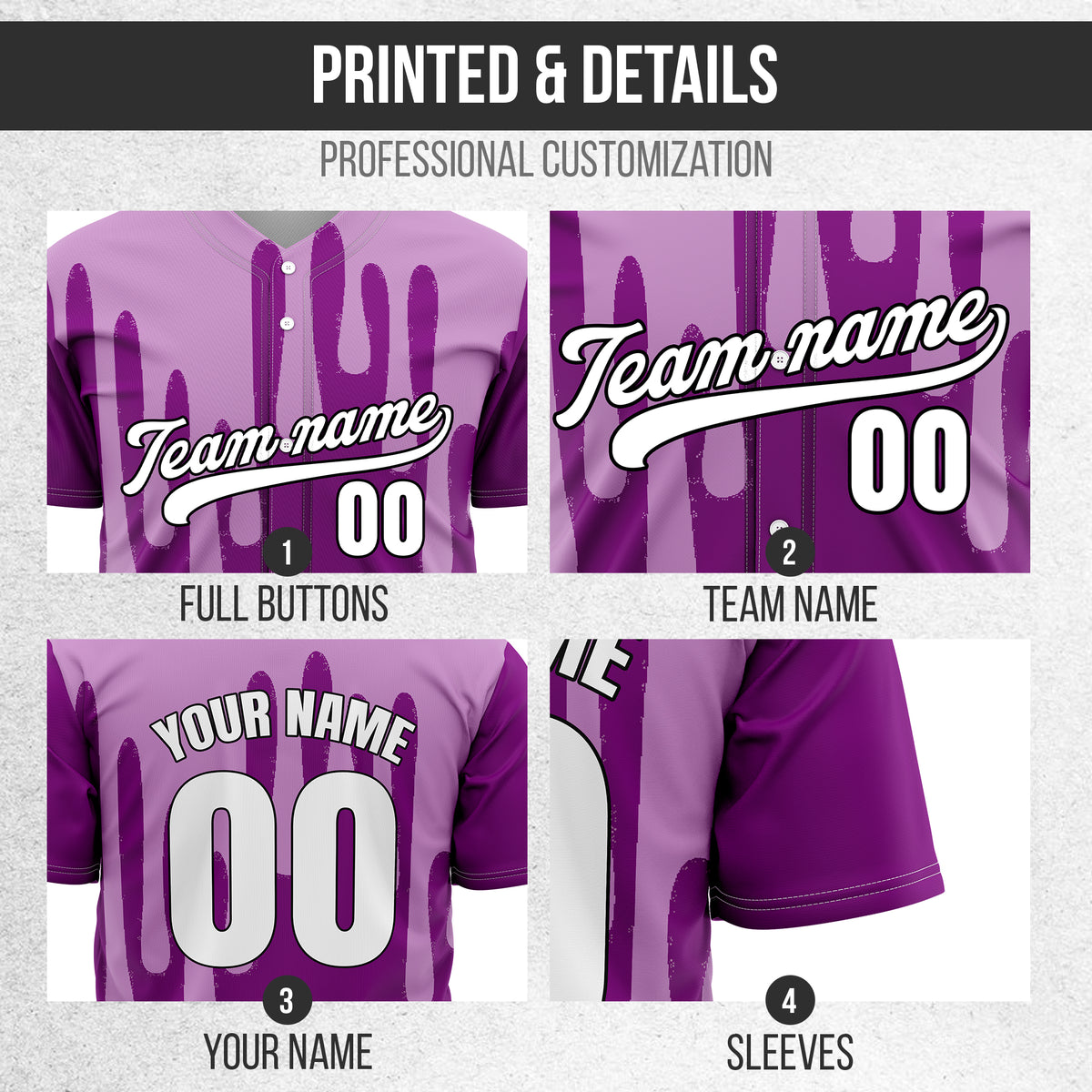 Custom Ink Drip Purple Sports Jersey Personalized Uniform with Name & Number