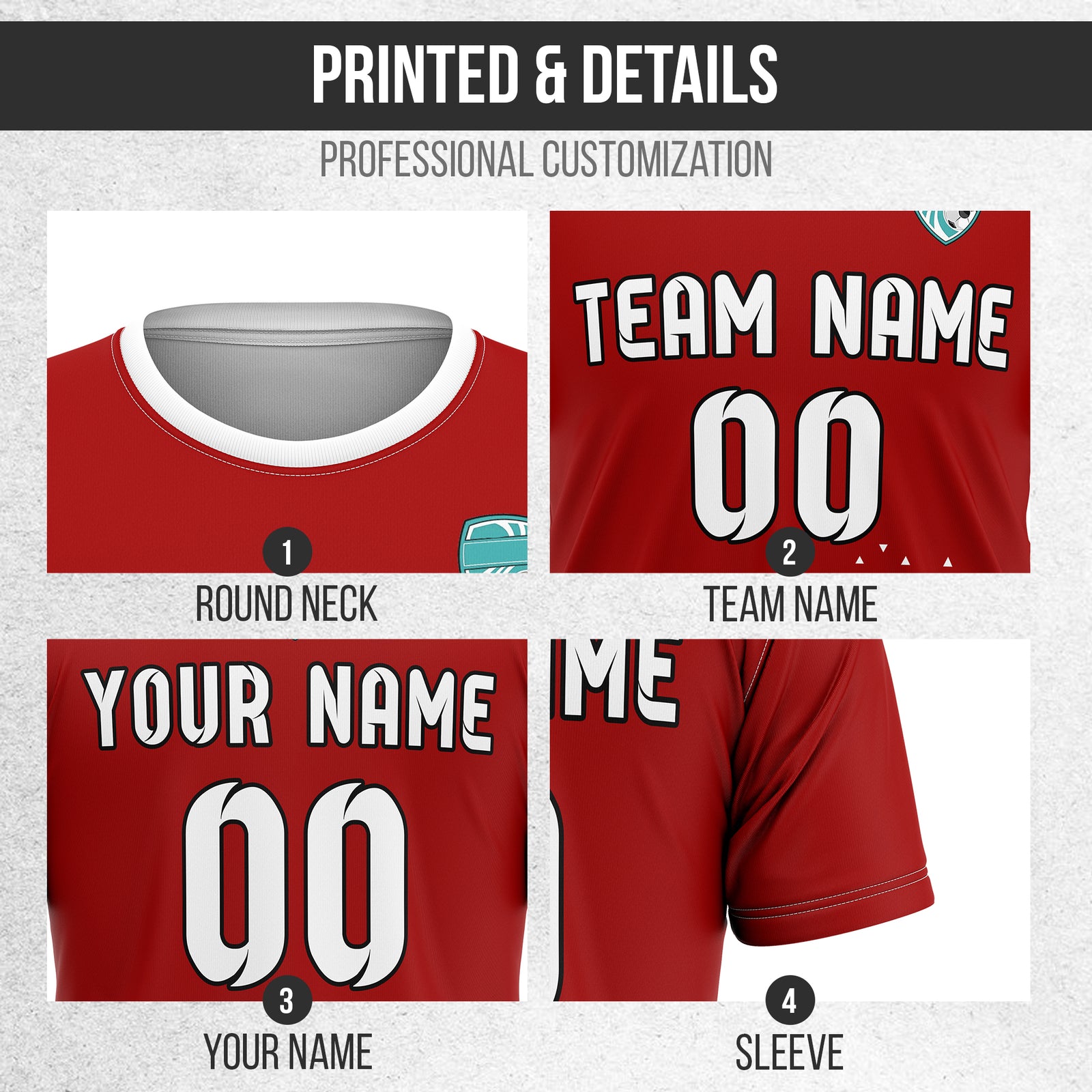 Custom Tri-Edge R Side Pattern Soccer Red Sport Tops Jersey