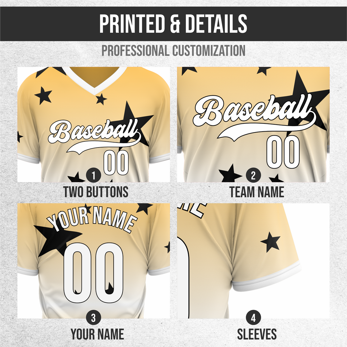 Custom Starfall Gradient Baseball Orange Sports Jersey Personalized Uniform with Name & Number
