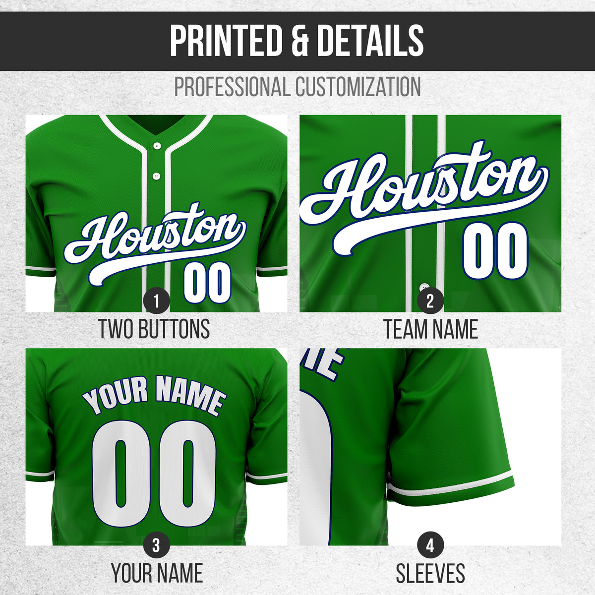 Custom City Pulse Green Baseball Sports Jersey Personalized Uniform with Name & Number