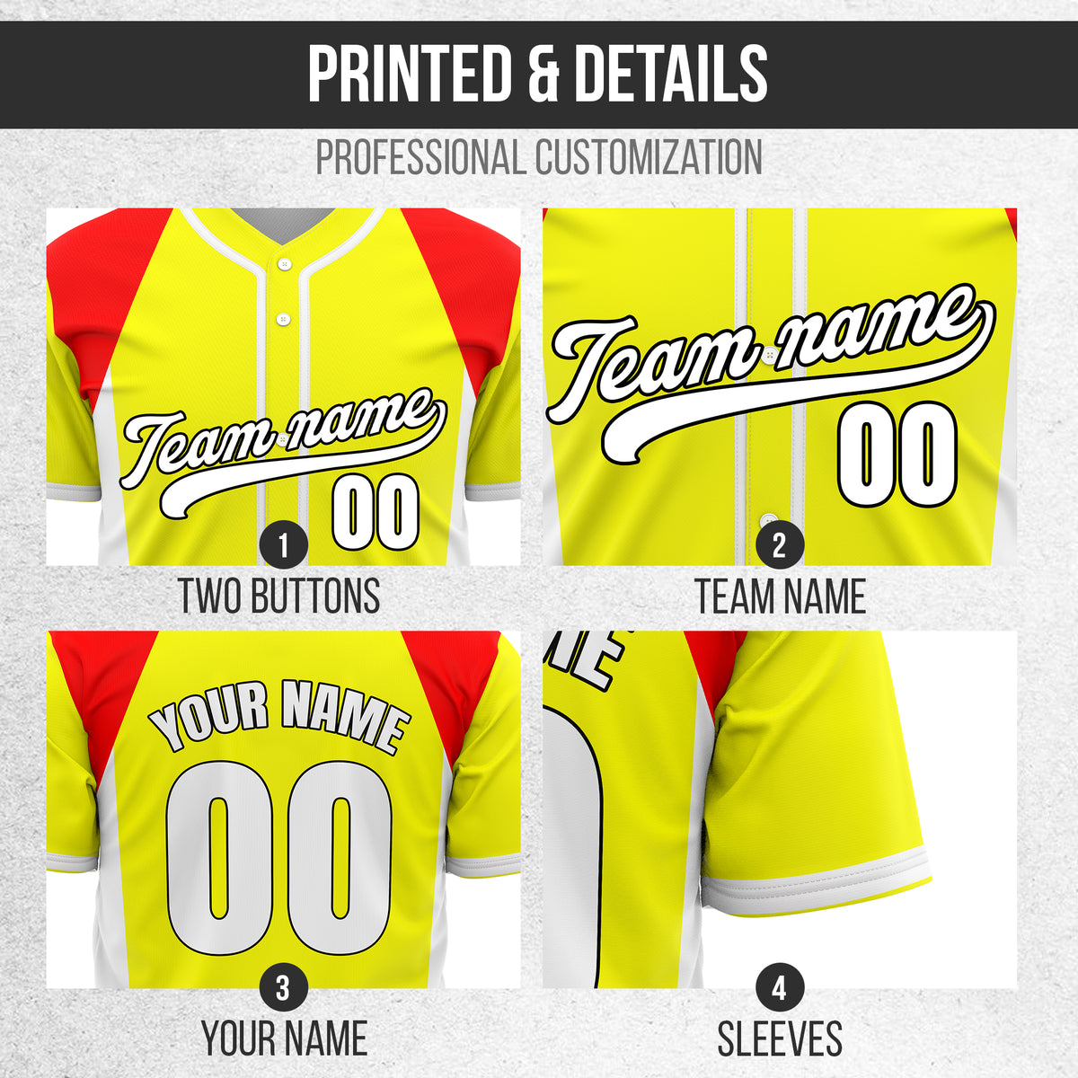 Custom Timeless Stripes Baseball Yellow Sports Jersey Personalized Uniform with Name & Number
