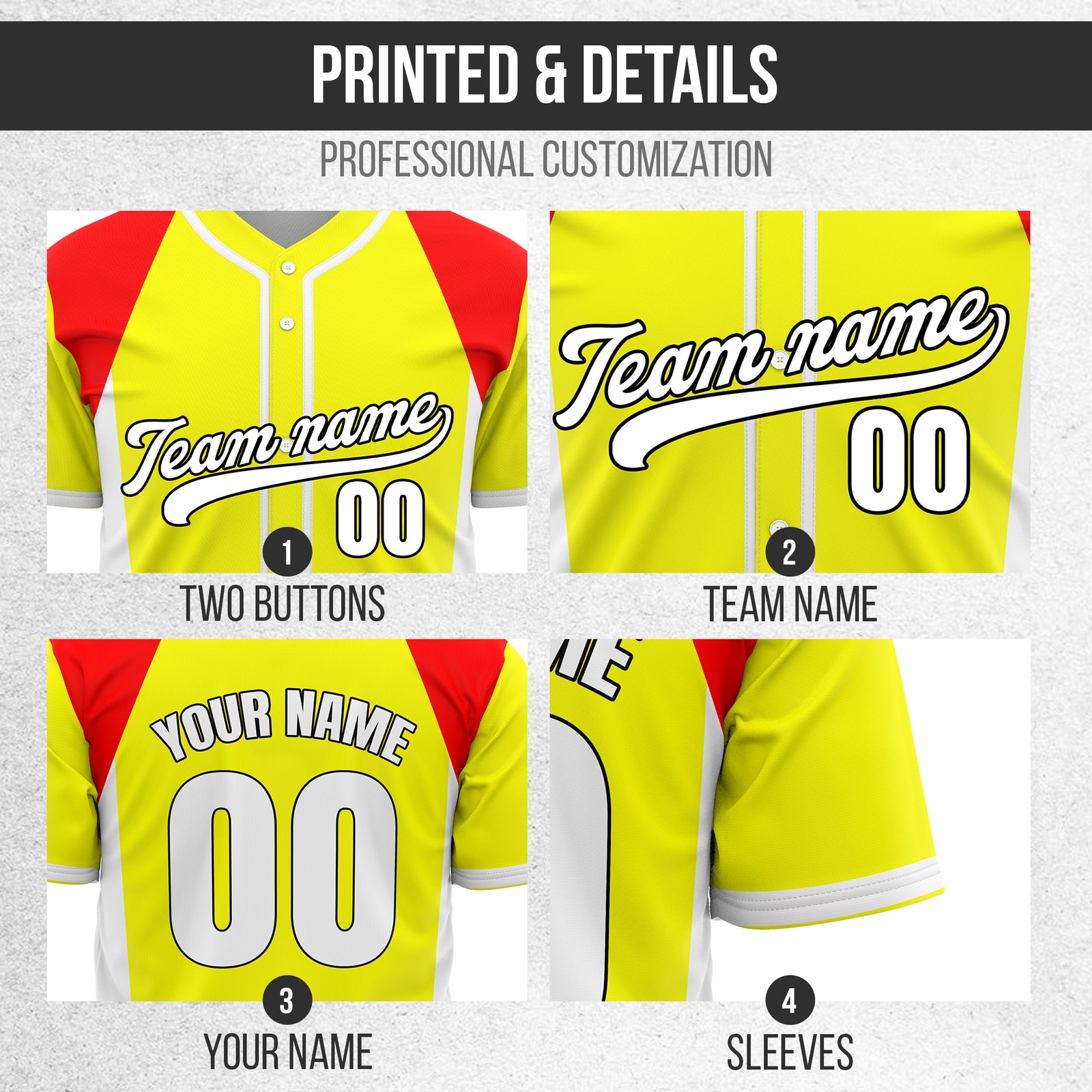 Custom Timeless Stripes Baseball Yellow Sports Jersey Personalized Uniform with Name & Number