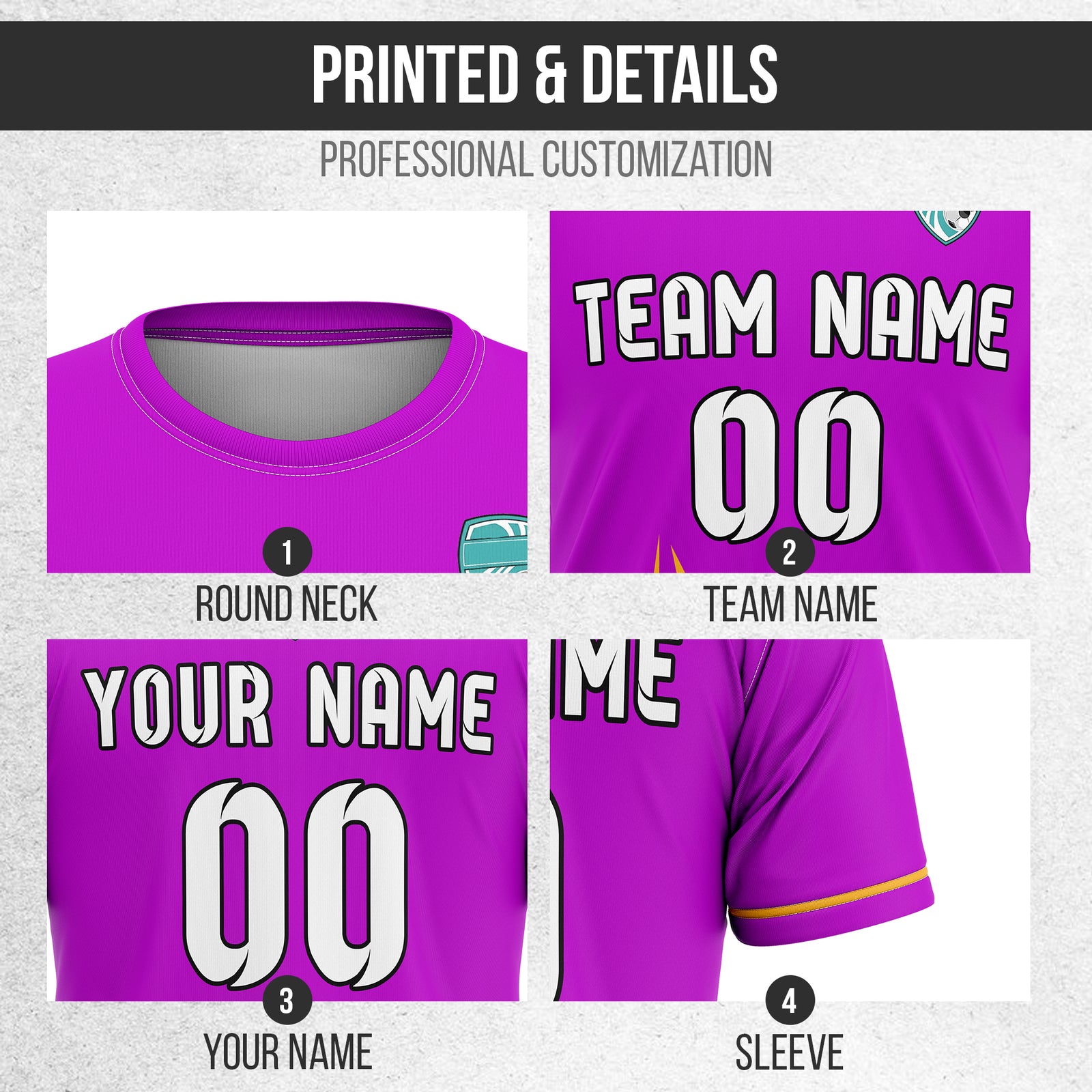 Custom Spark Strike R Side Pattern Soccer Purple Sport Tops Jersey