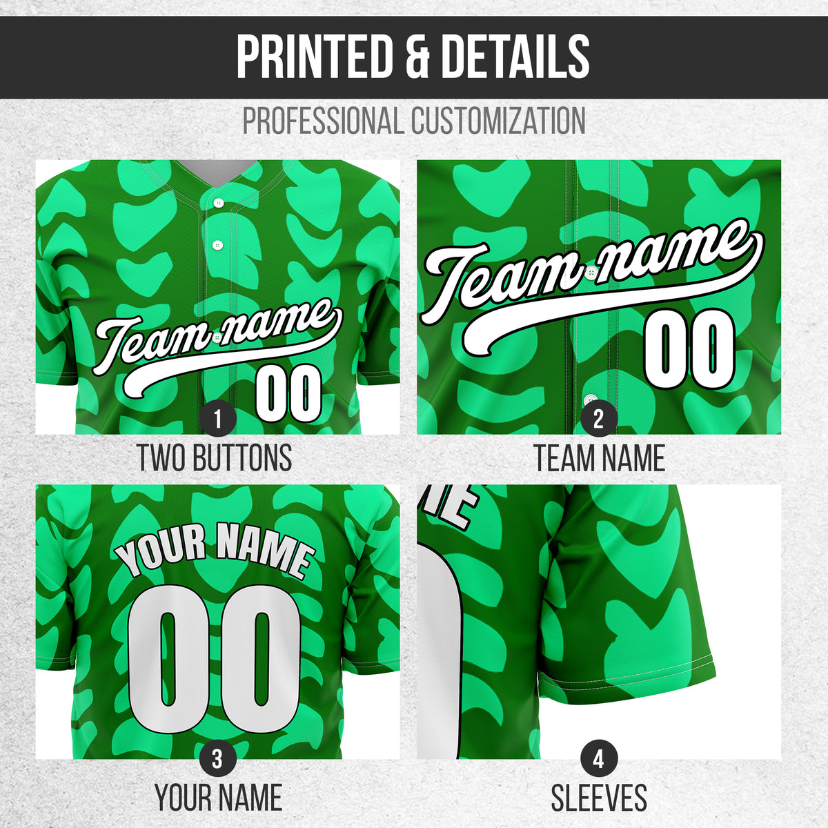 Custom Hawaii Waves Green Baseball Sports Jersey Personalized Uniform with Name & Number