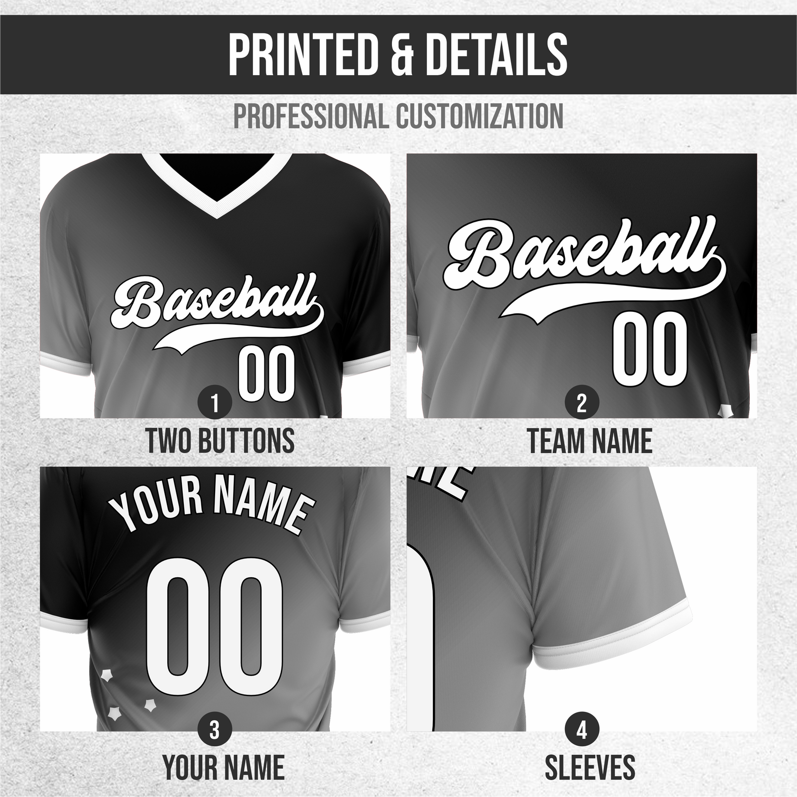 Custom Twilight Stars Baseball Dark Grey Sports Jersey Personalized Uniform with Name & Number