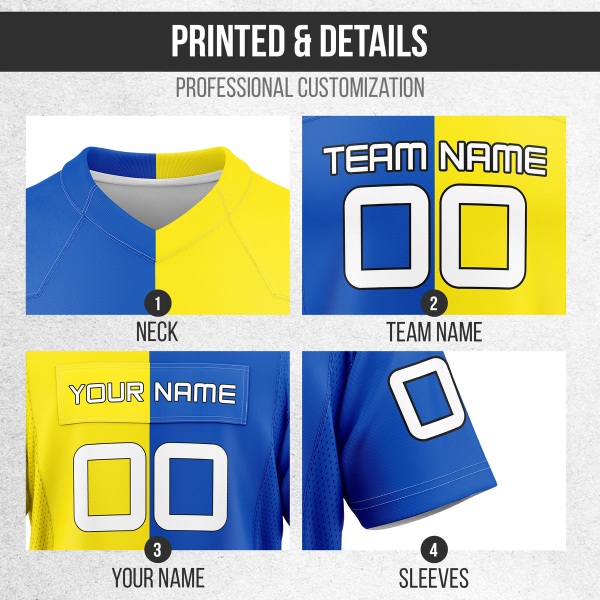 Custom Elite Split Fashion Yellow Mesh Authentic Football Jersey