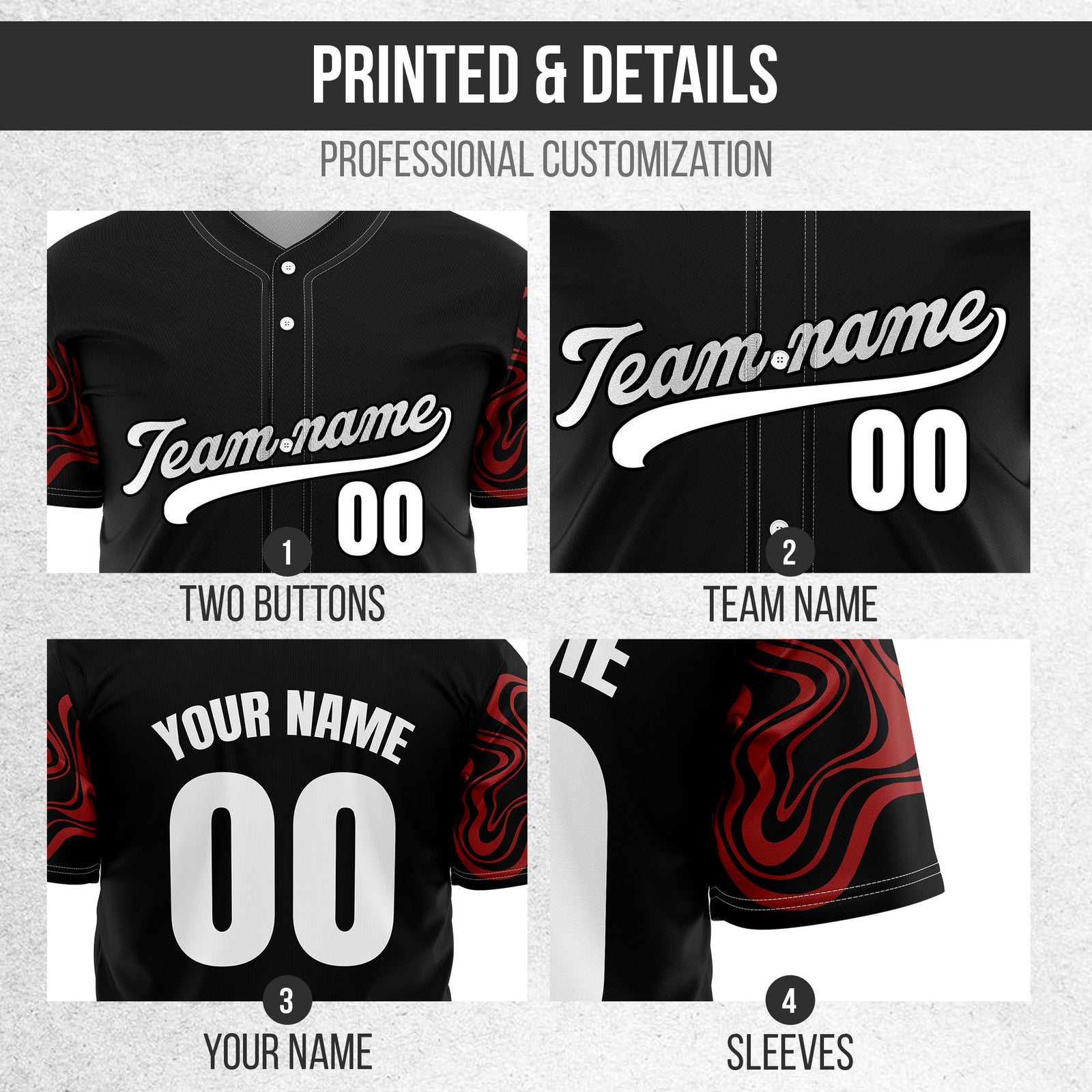 Custom Wave Black Baseball Sports Jerseys Personalized Uniform with Name & Numbers