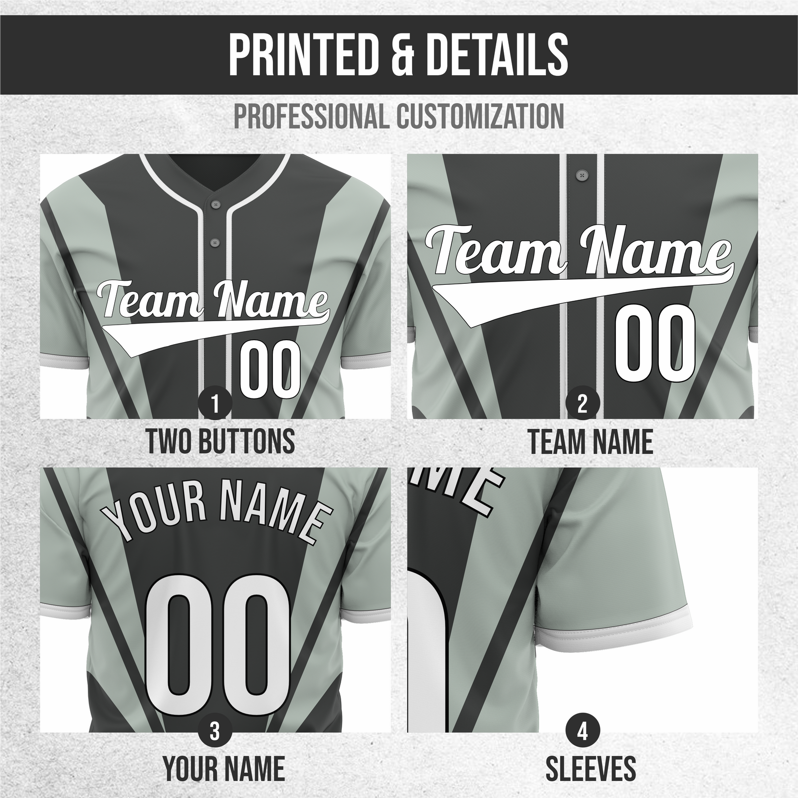Custom Panel Flow Baseball Dark Grey  Sports Jersey Personalized Uniform with Name & Number