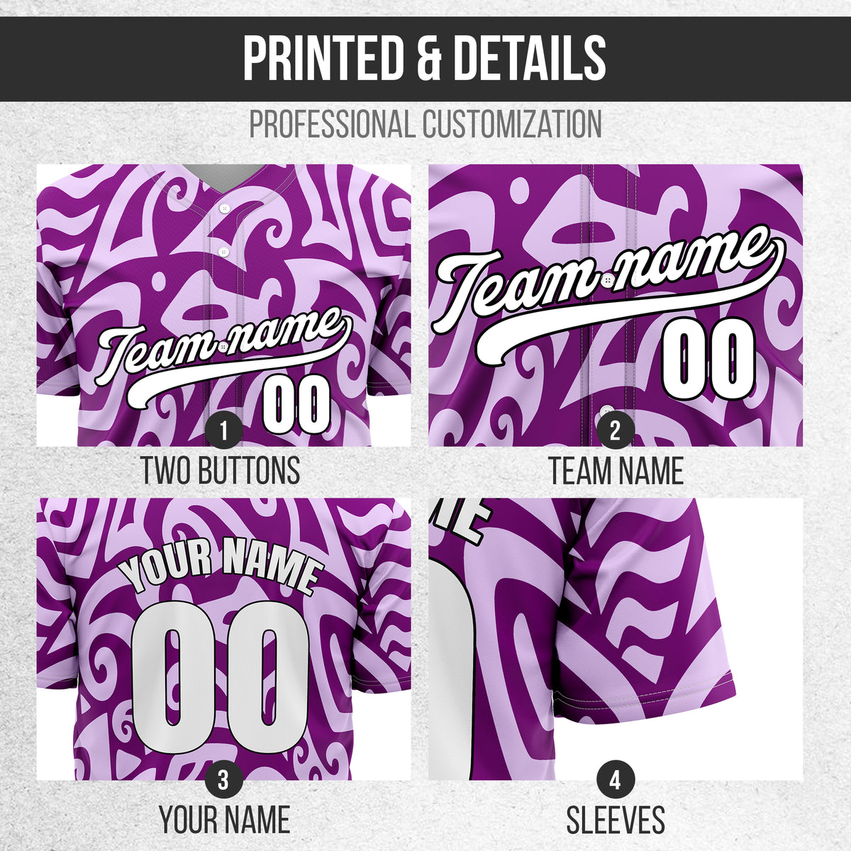 Custom Hawaii Blaze Purple Baseball Sports Jersey Personalized Uniform with Name & Number