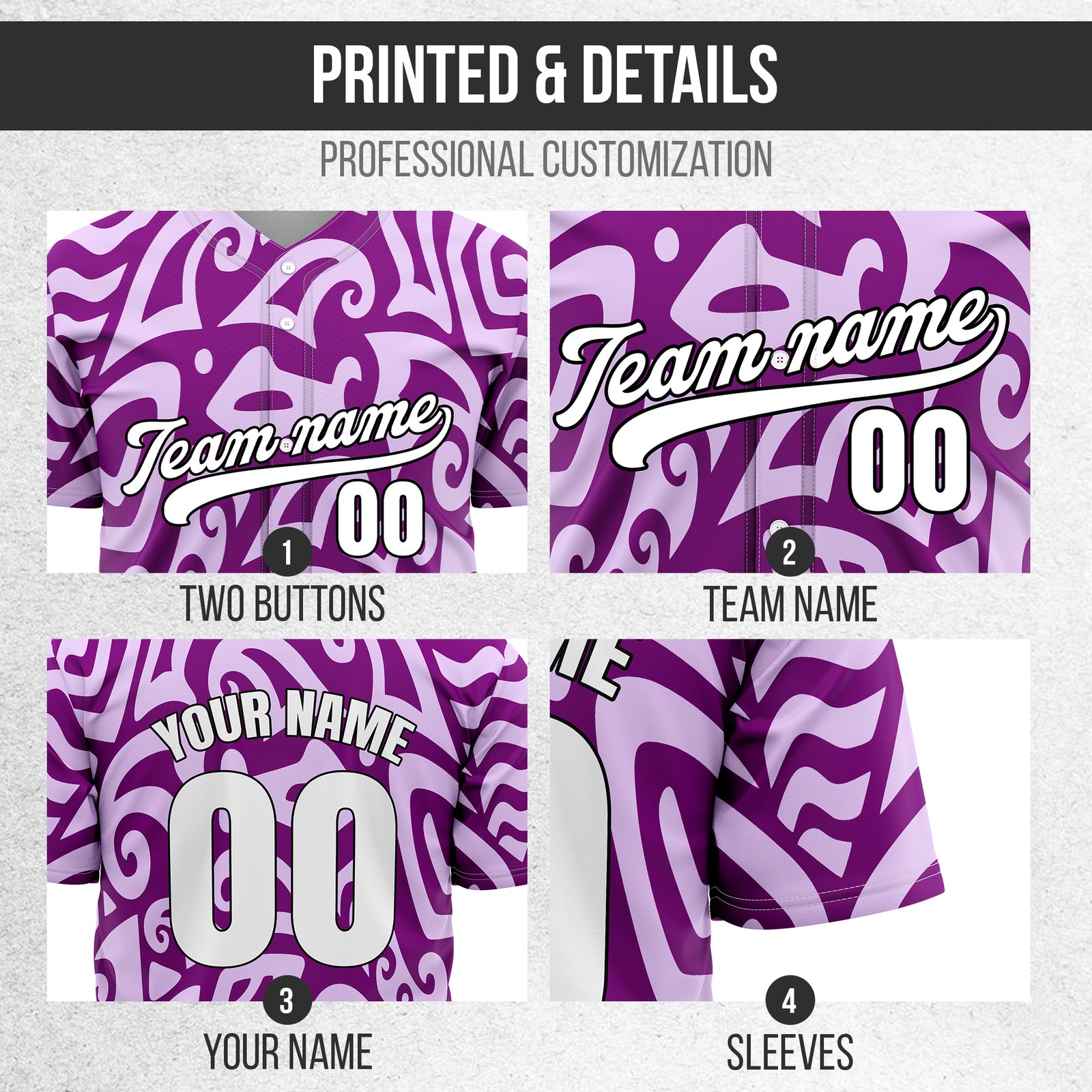 Custom Hawaii Blaze Purple Baseball Sports Jersey Personalized Uniform with Name & Number