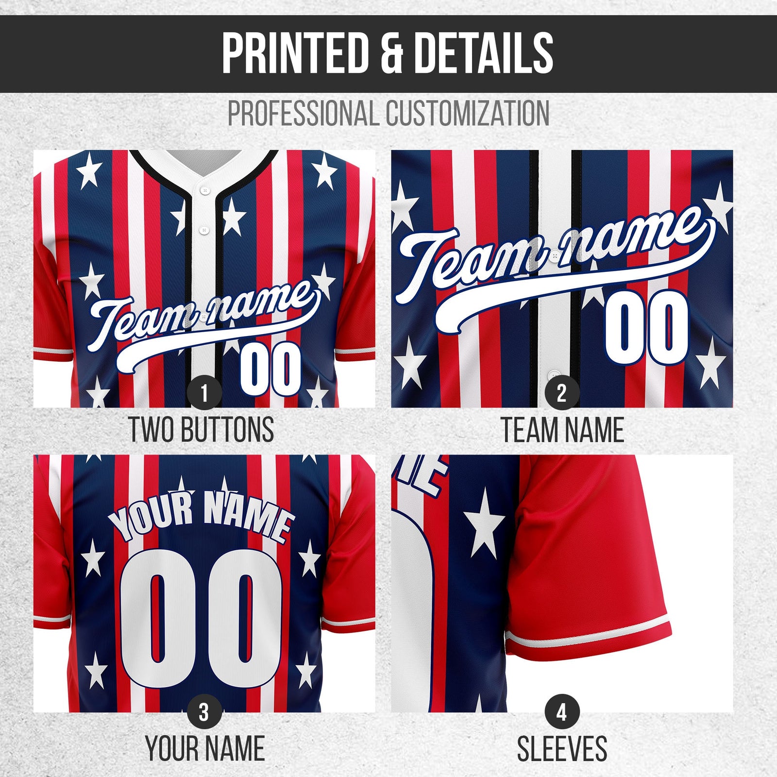 Custom United Freedom Baseball Sports Jersey Personalized Uniform with Name & Number