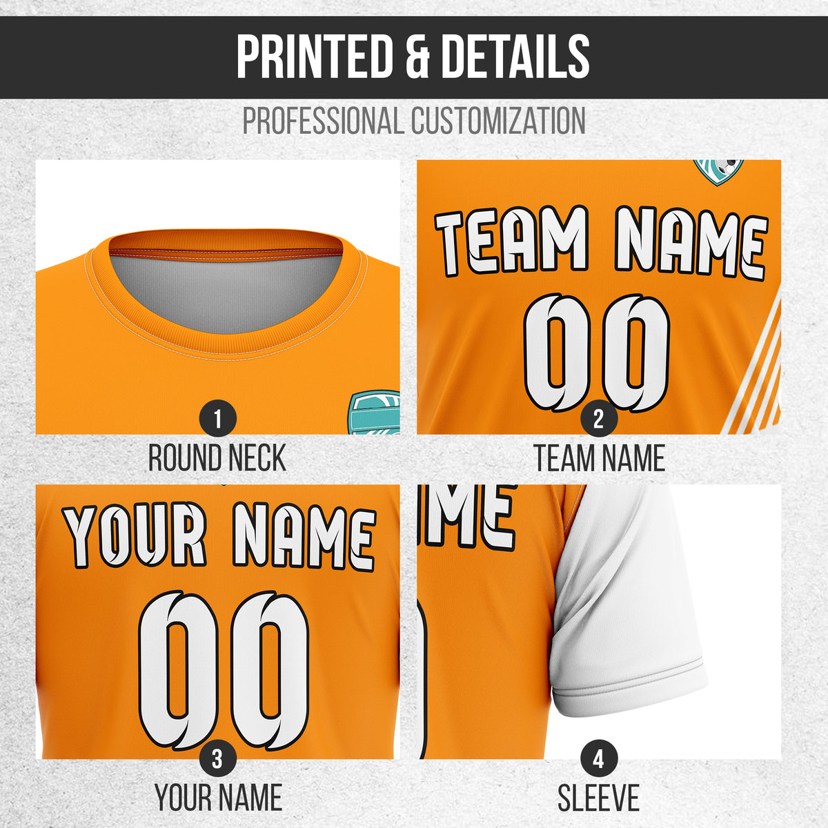 Custom Rapid Line R Side Pattern Soccer Orange sport Tops Jersey