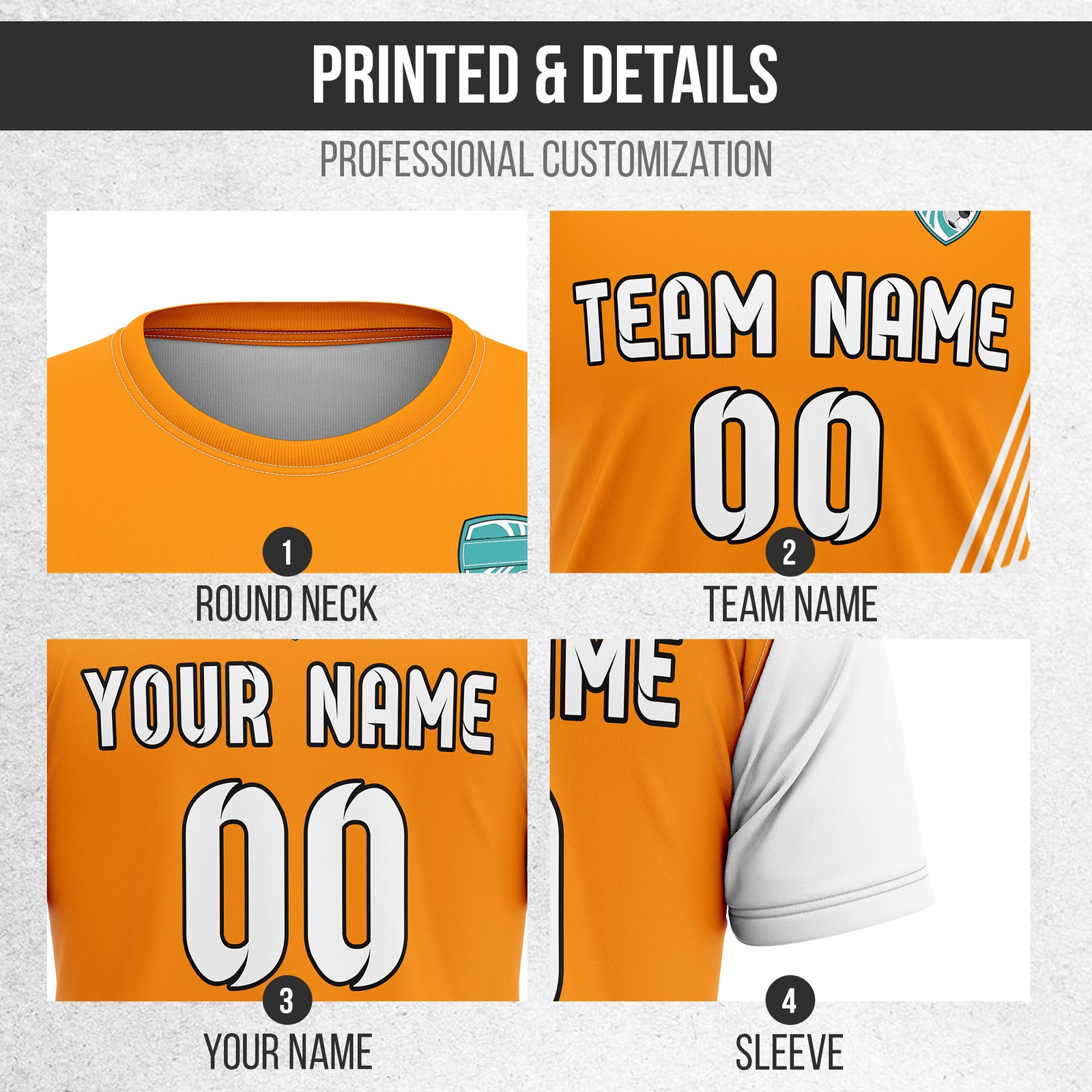Custom Rapid Line R Side Pattern Soccer Orange sport Tops Jersey