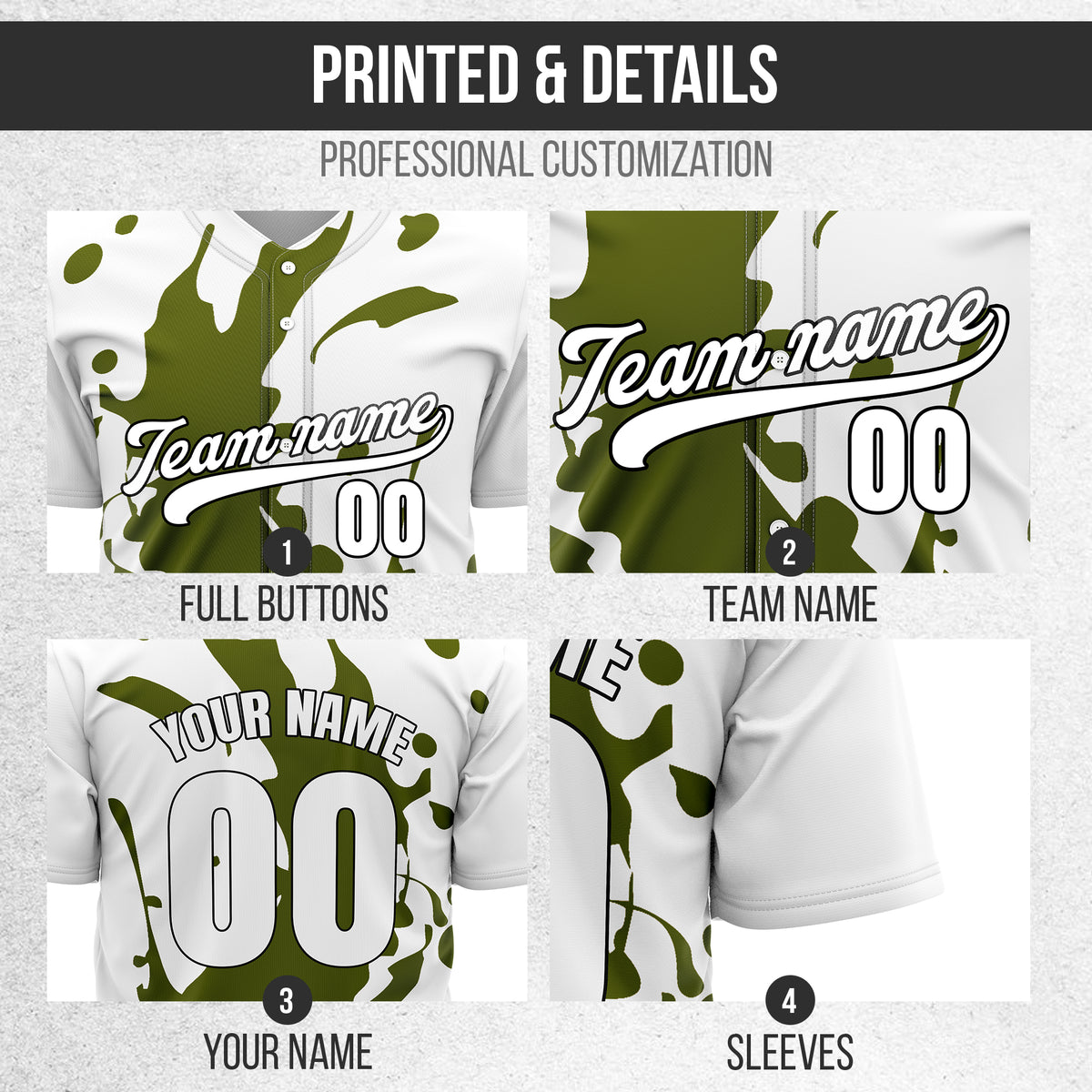 Custom Ink Splash White Baseball Sports Jersey Personalized Uniform with Name & Number