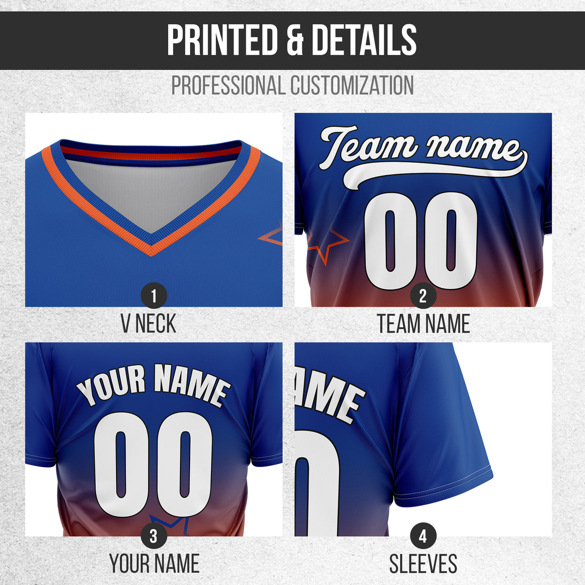 Custom Star Gradient Baseball Navy Sports Jersey Personalized Uniform with Name & Number