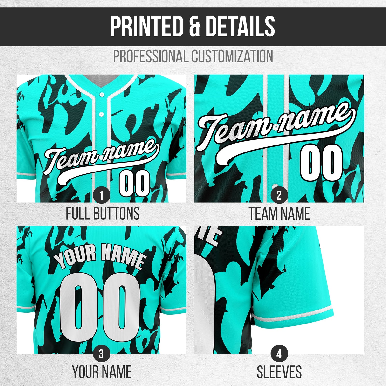 Custom Graffiti Sox Aqua Baseball Sports Jersey Personalized Uniform with Name & Number
