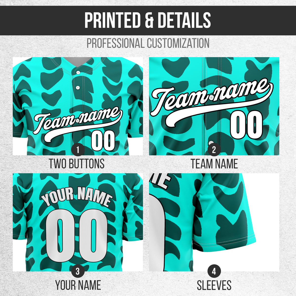 Custom Hawaii Waves Aqua Baseball Sports Jersey Personalized Uniform with Name & Number