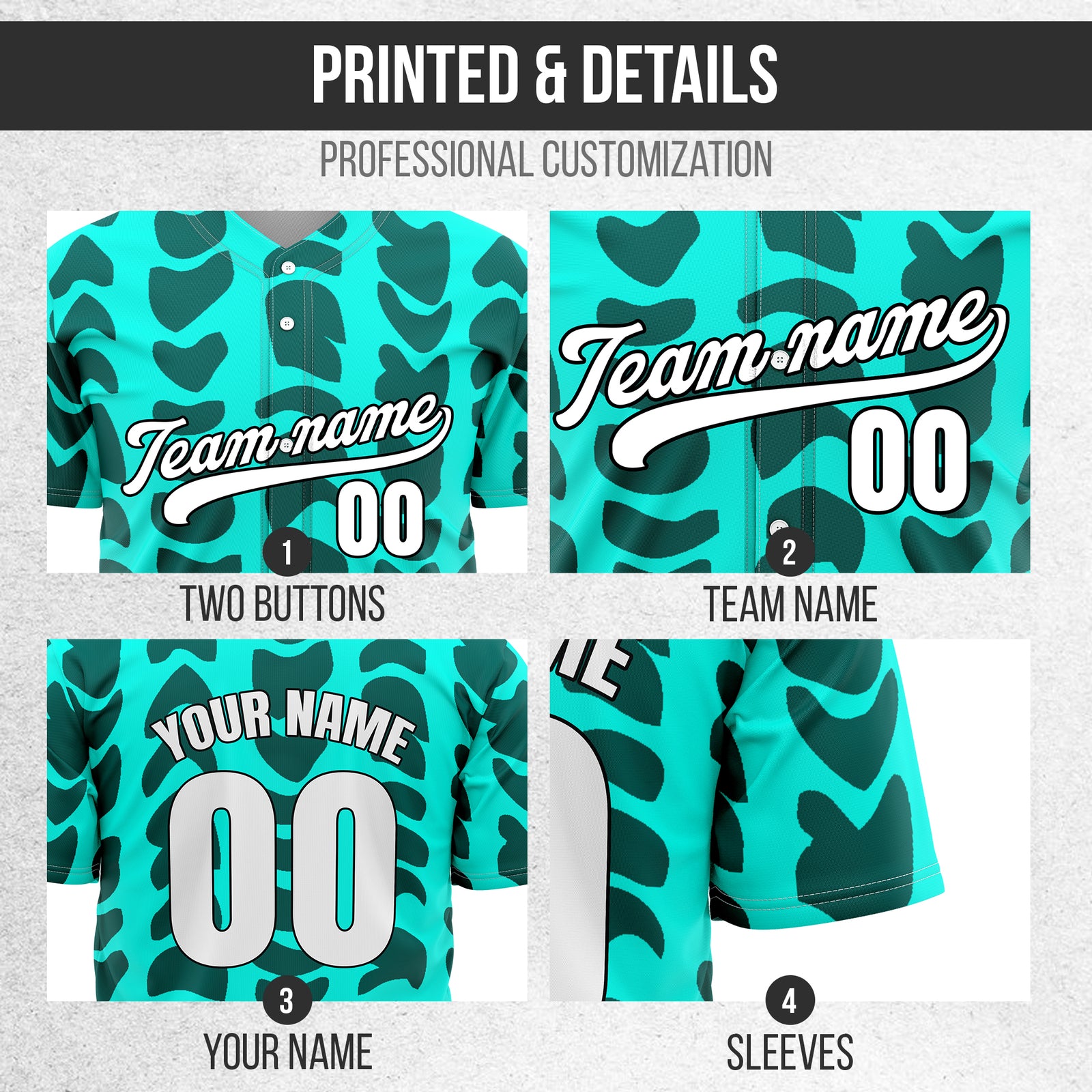 Custom Hawaii Waves Aqua Baseball Sports Jersey Personalized Uniform with Name & Number