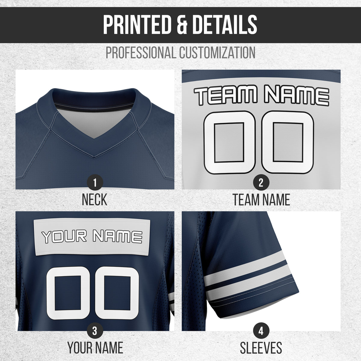 Custom Navy Team Classic Style Mesh Authentic Football Jersey
