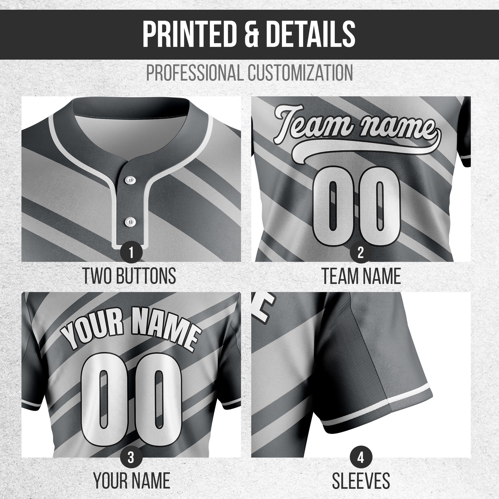 Custom Bold Flow Dark Grey Baseball Sports Jersey Personalized Uniform with Name & Number