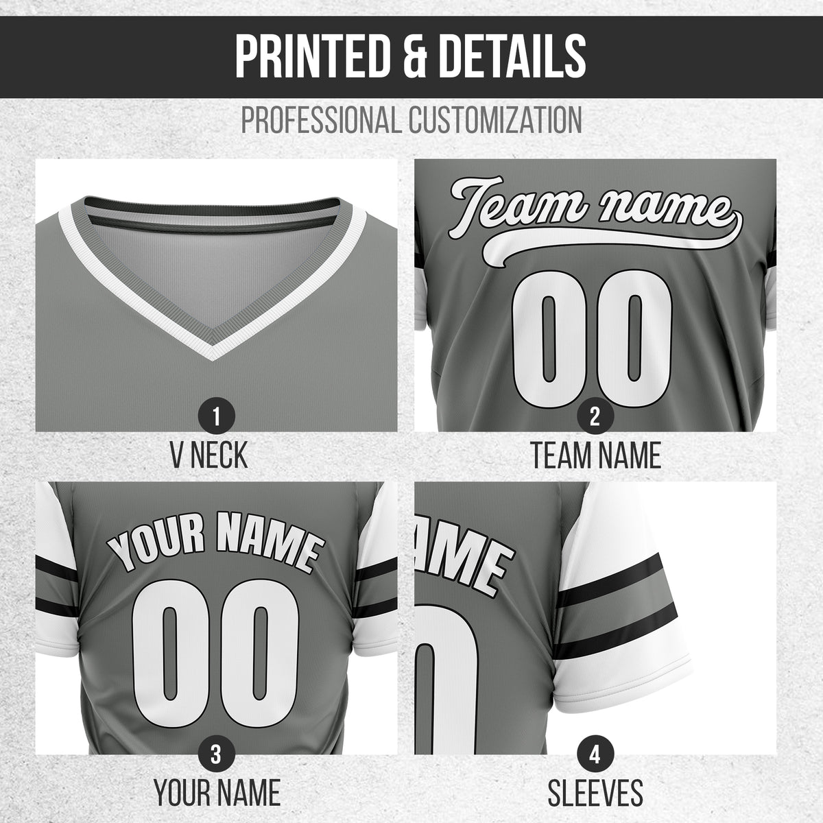 Custom StormLine Grey Pullover Baseball Sports Jersey Personalized Uniform with Name & Number