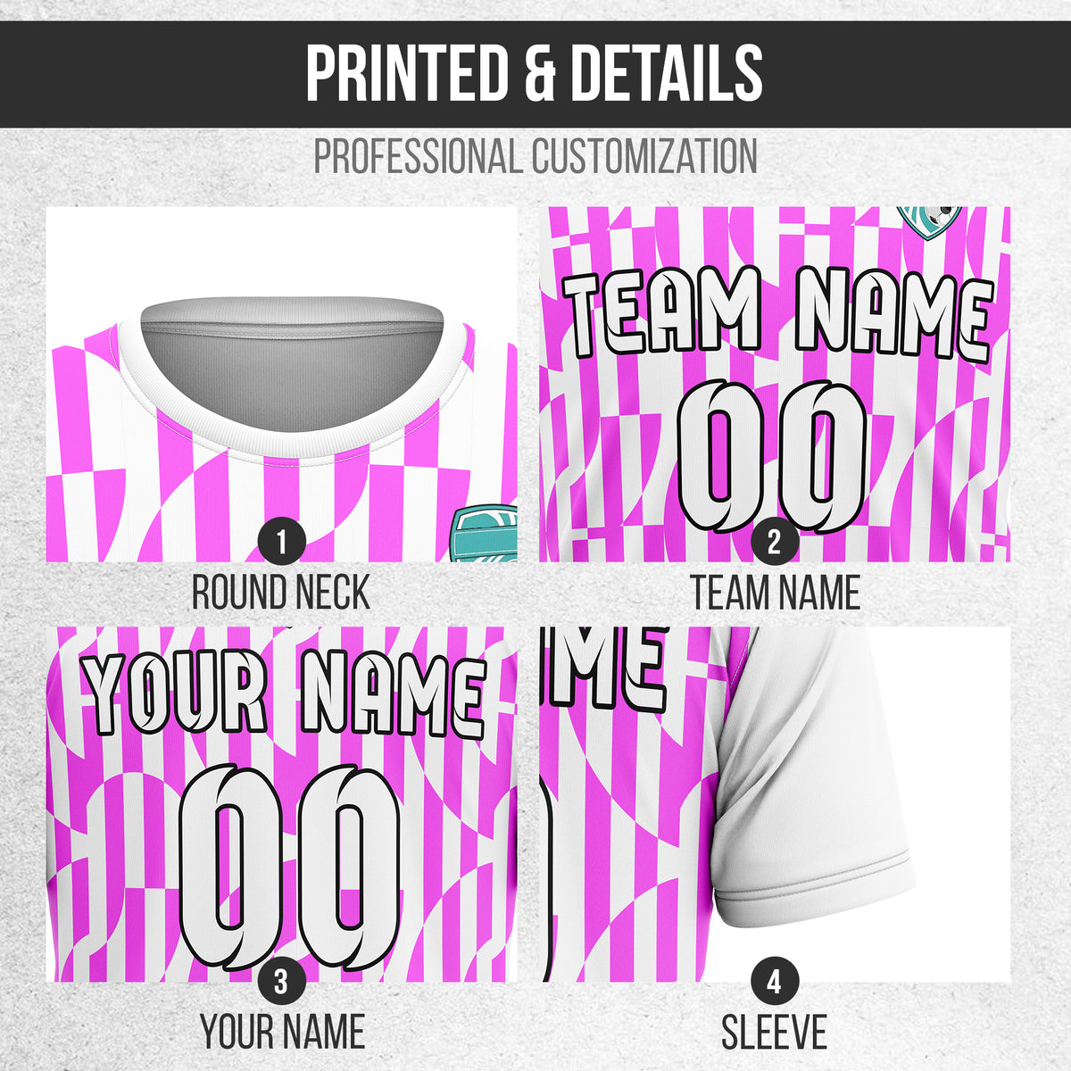 Custom Pulse Grid R-Full Pattern Soccer White Sport Tops Jersey