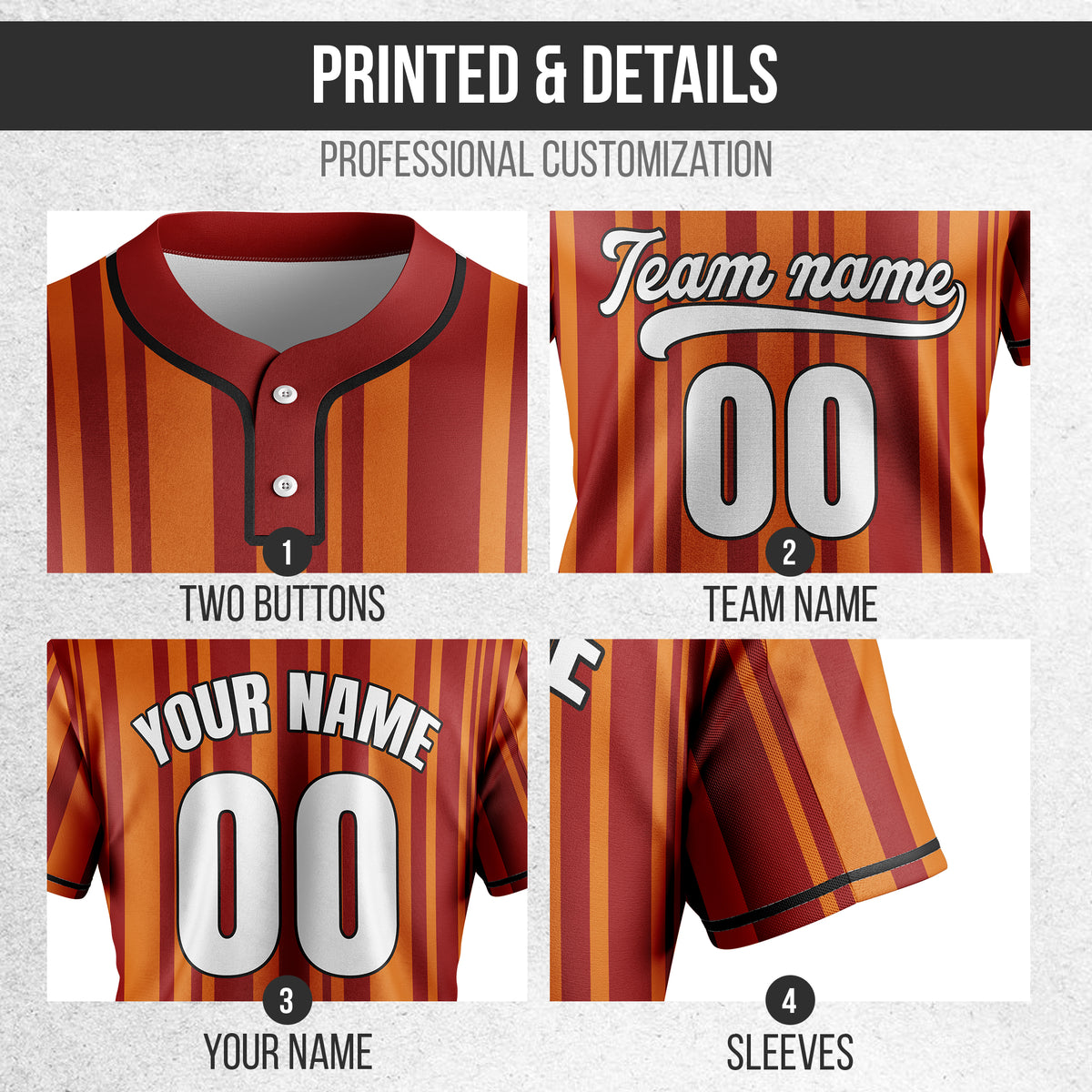 Custom Stripe Fusion Red Baseball Sports Jersey Personalized Uniform with Name & Number
