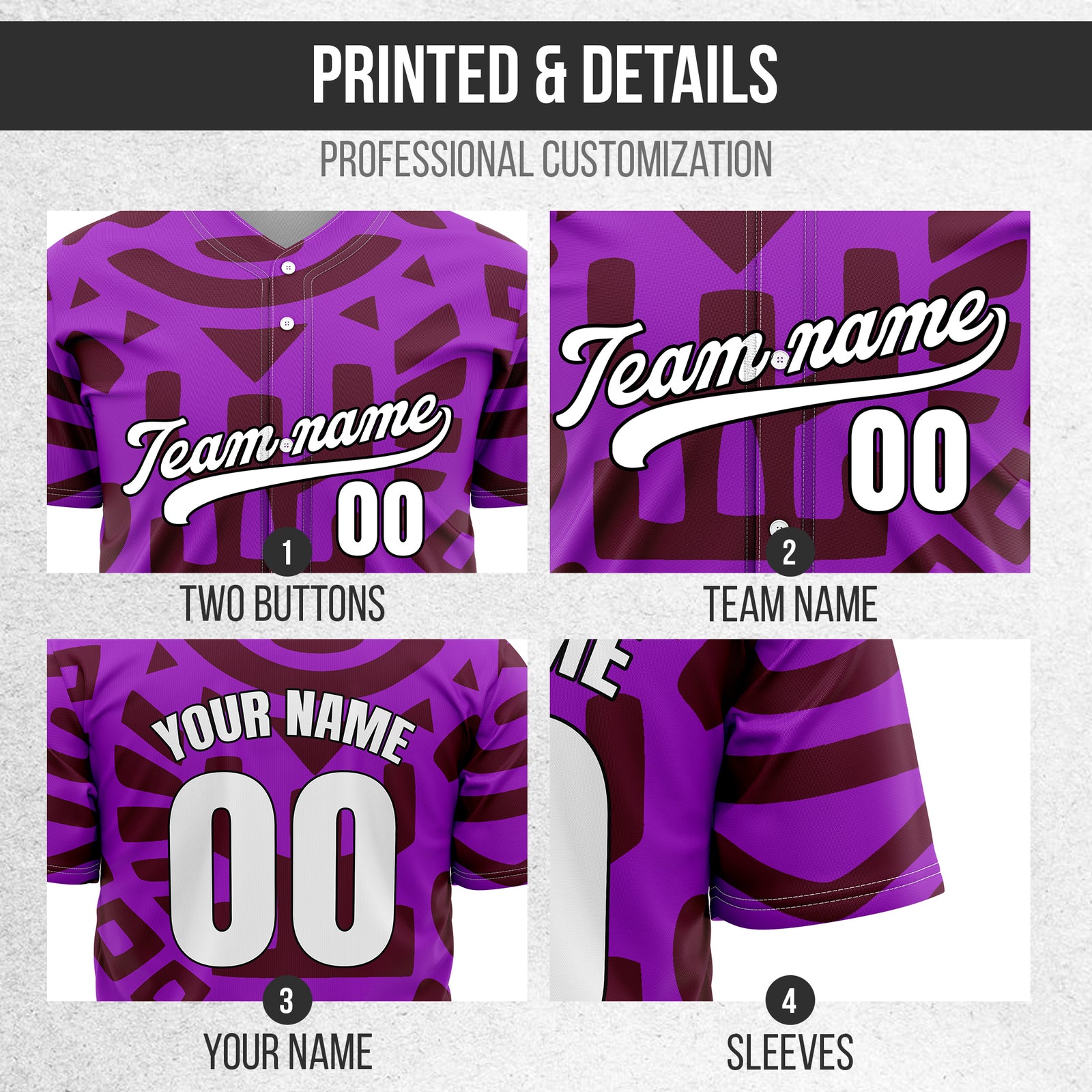 Custom Hawaii Hustle Purple Baseball Sports Jersey Personalized Uniform with Name & Number