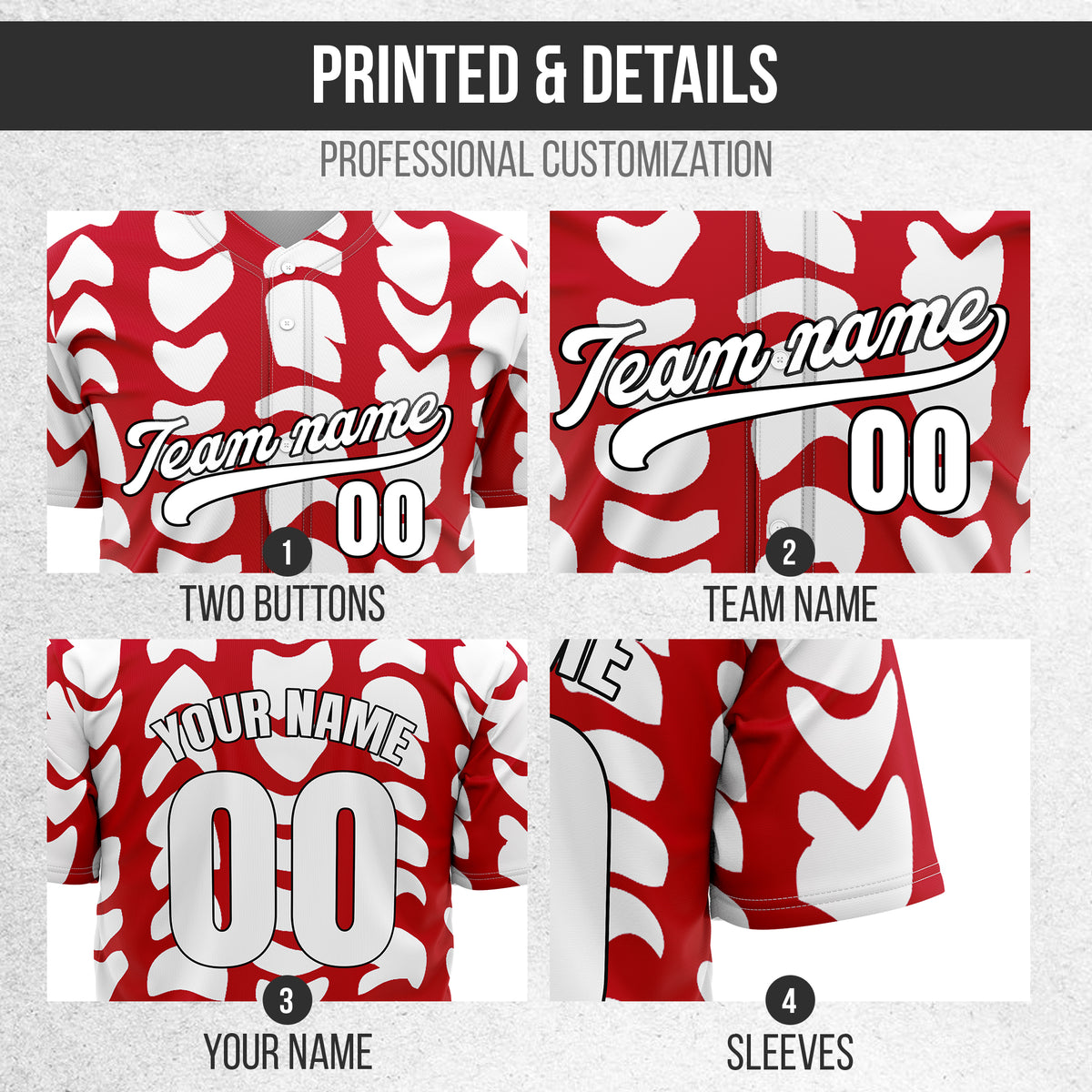 Custom Hawaii Waves Red Baseball Sports Jersey Personalized Uniform with Name & Number