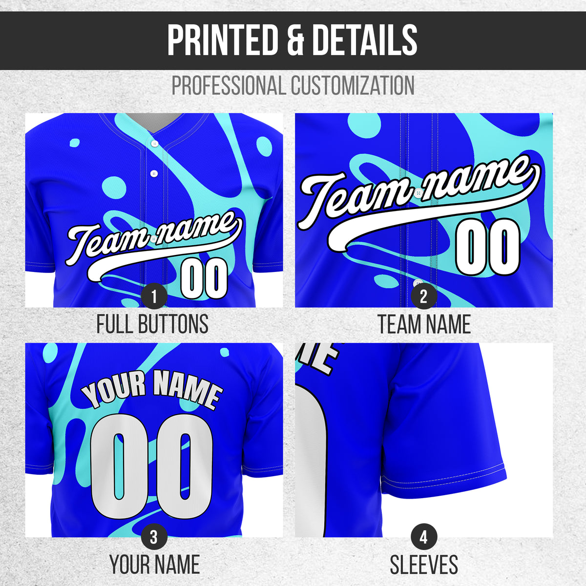 Custom Ink Surge Blue Sports Jersey Personalized Uniform with Name & Number