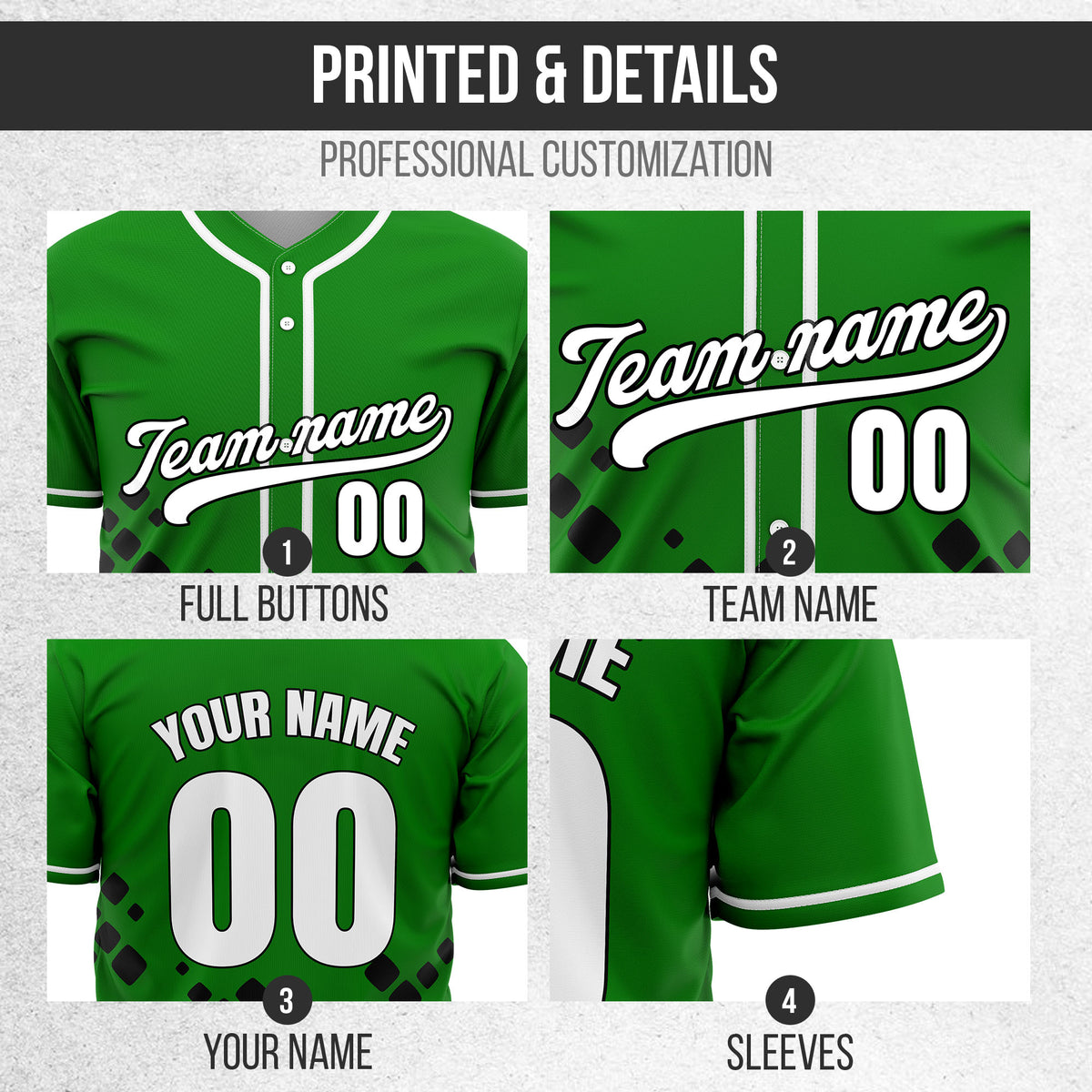 Custom Shadow Sparks Green Baseball Sports Jersey Personalized Uniform with Name & Number
