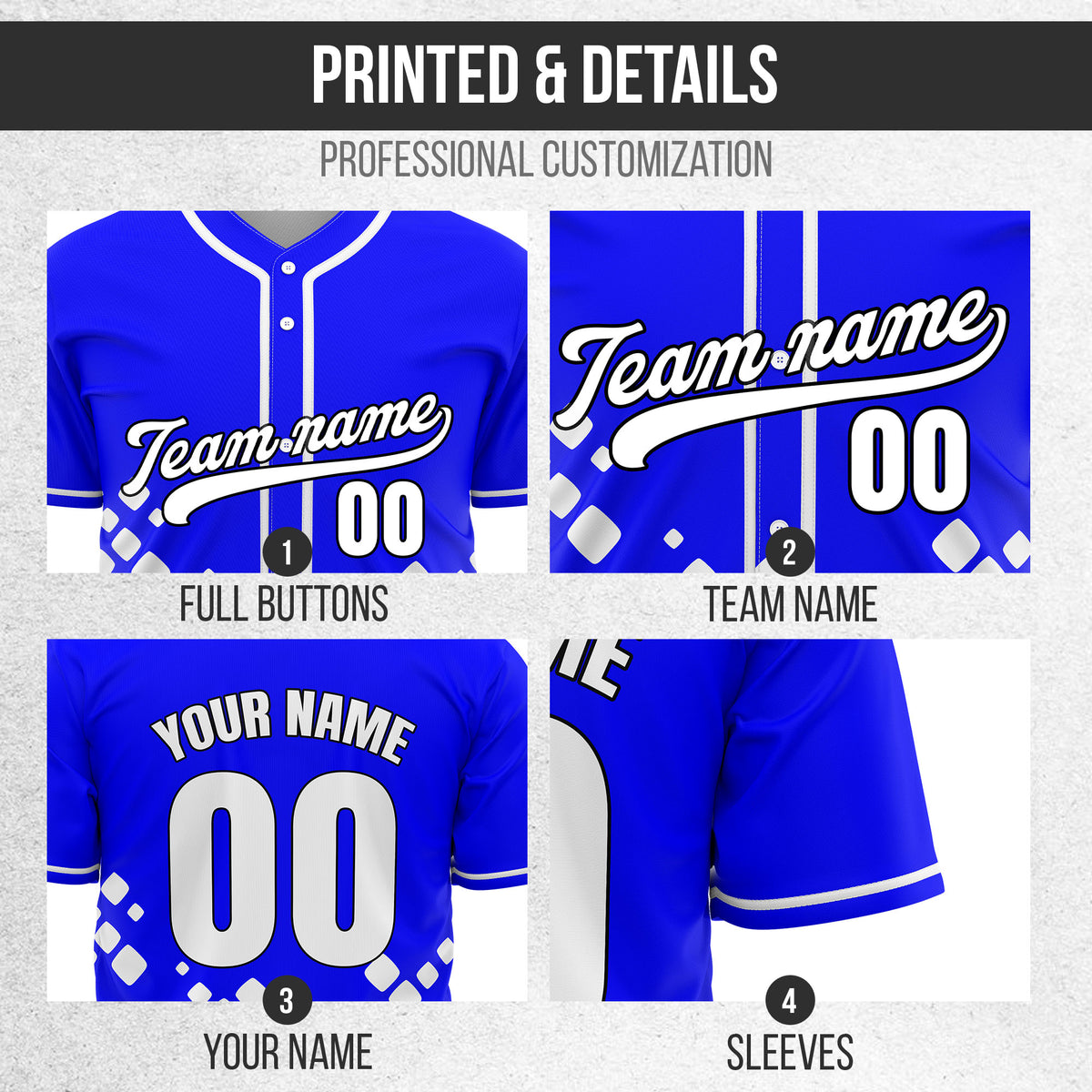 Custom Shadow Spark Blue Baseball Sports Jersey Personalized Uniform with Name & Number