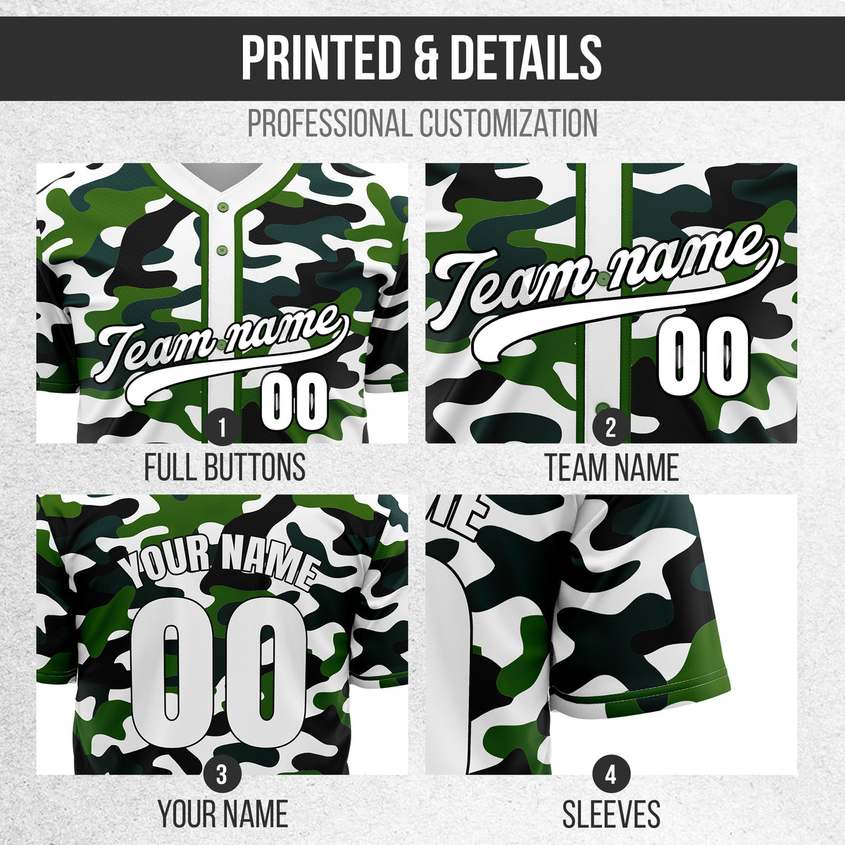 Custom Shadow Command White Baseball Sports Jersey Personalized Uniform with Name & Number