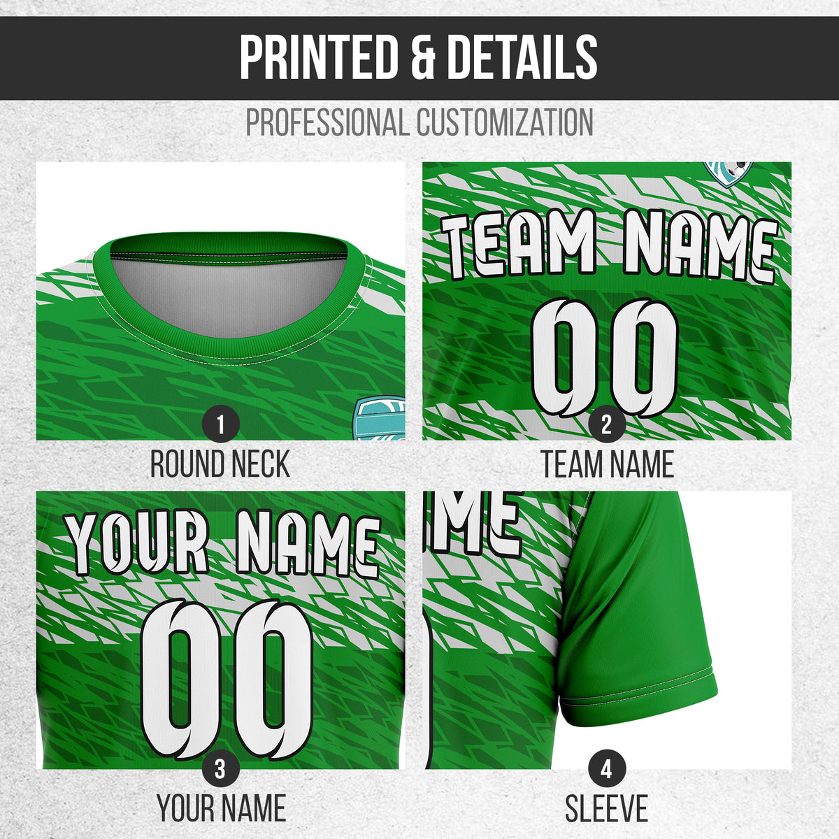 Custom Flare Strike R-Full Pattern Soccer Green Sport Tops Jersey