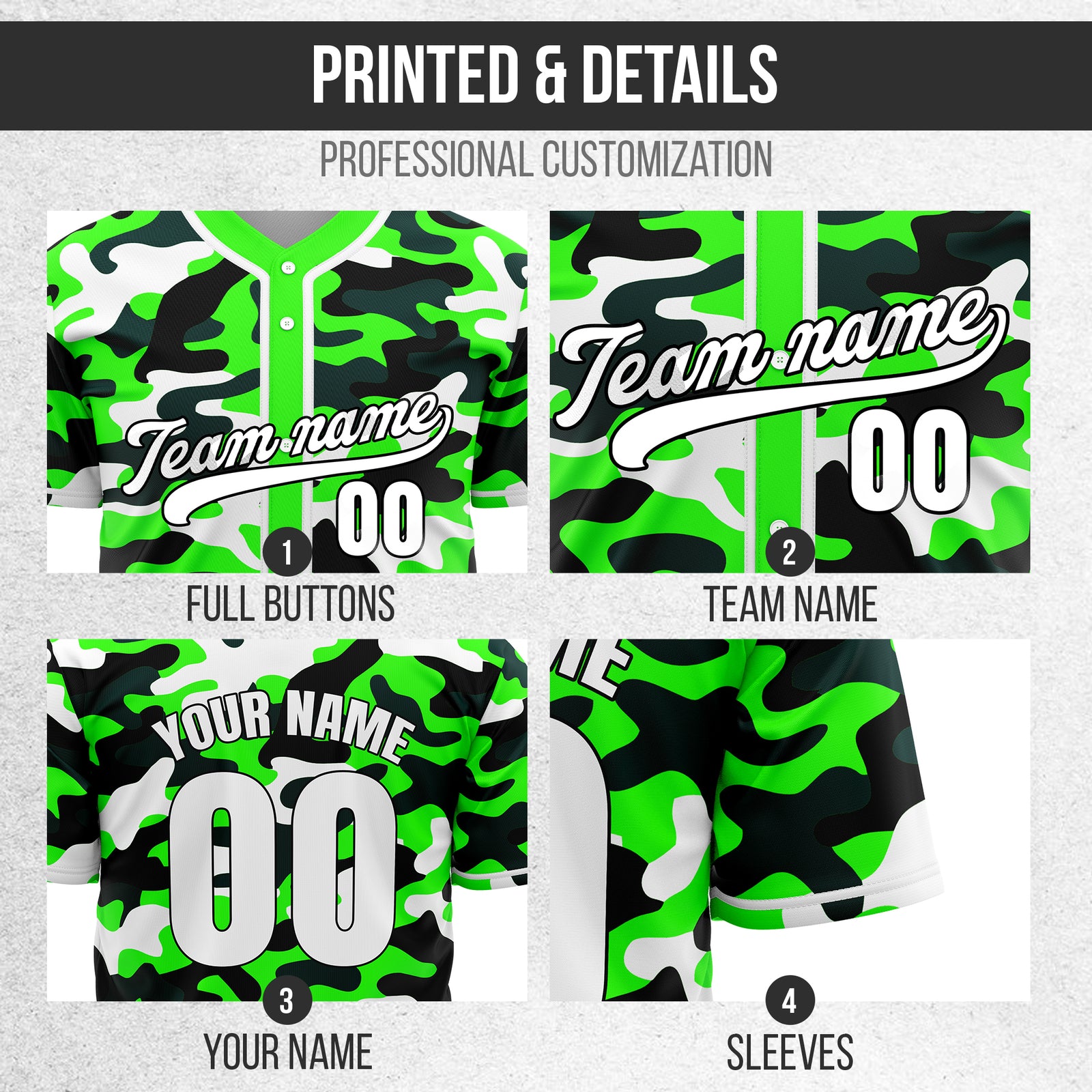 Custom Shadow Command Neon Green Baseball Sports Jersey Personalized Uniform with Name & Number