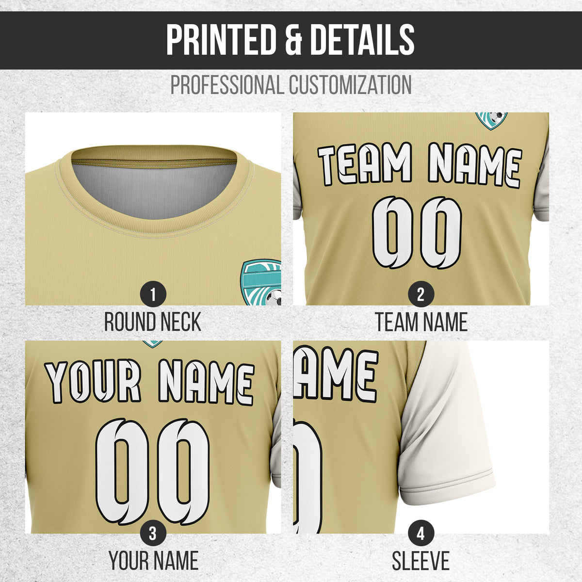 Custom BaseLine Stripe khaki Soccer sport Tops Jersey