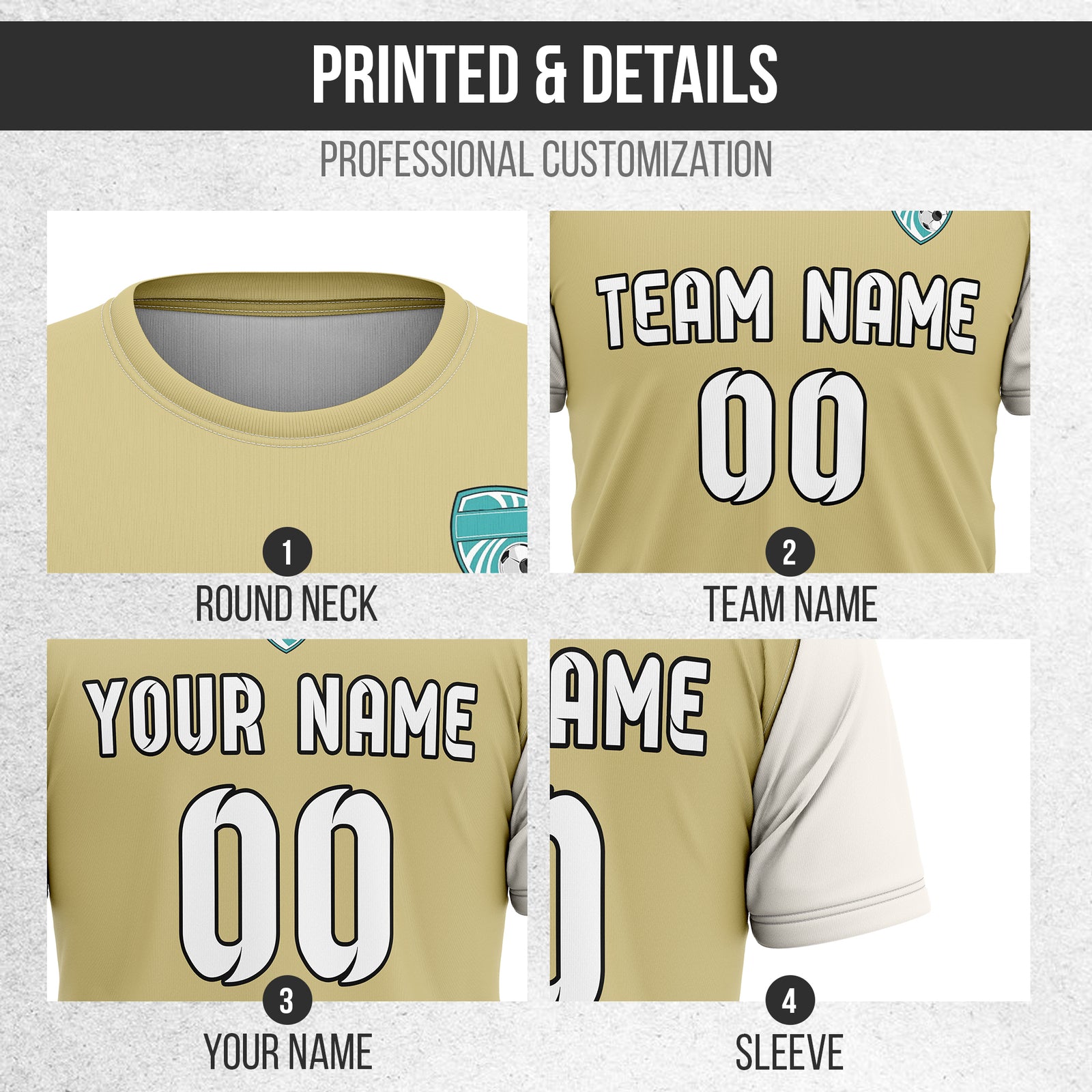 Custom BaseLine Stripe khaki Soccer sport Tops Jersey