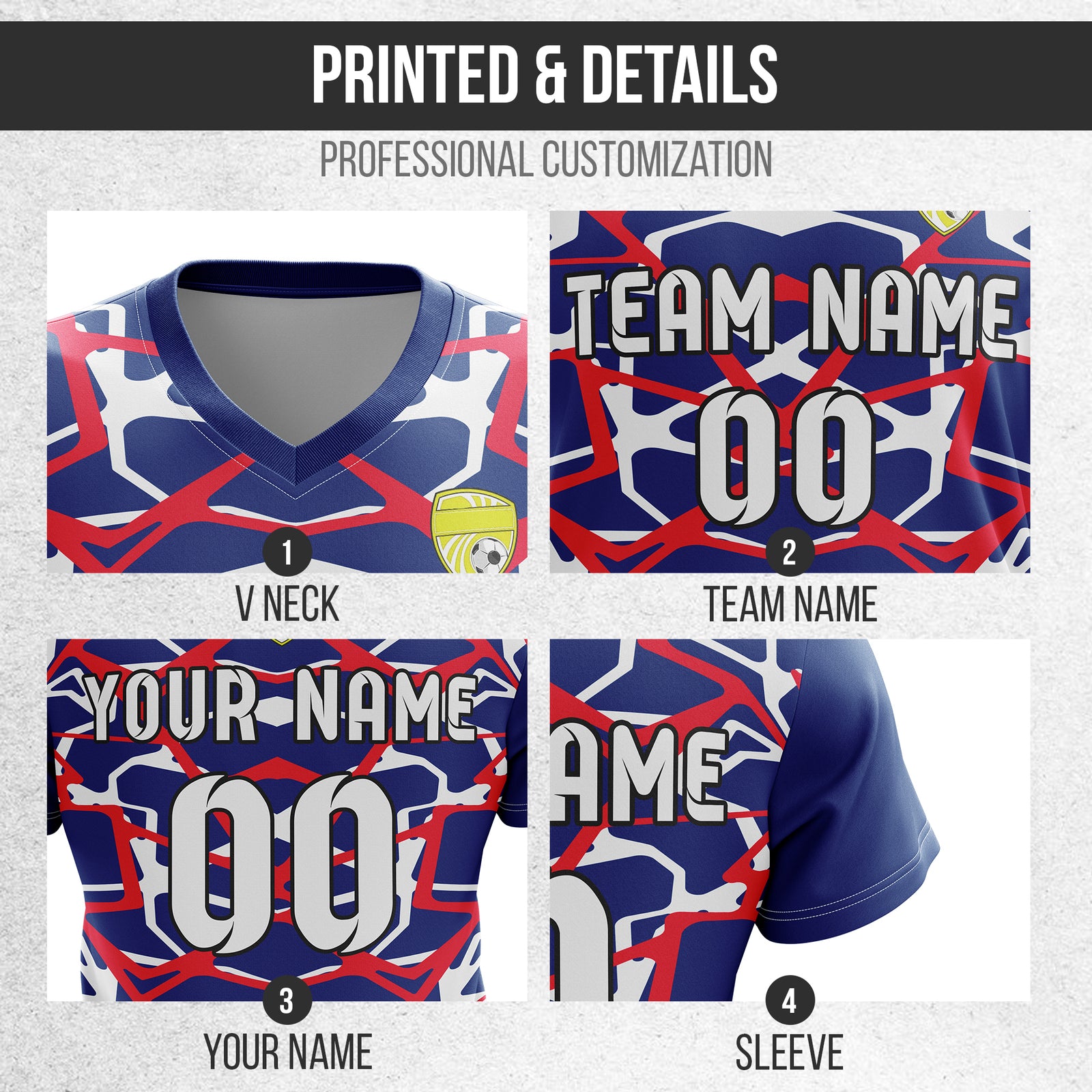 Custom Wild Pulse V-Full Pattern Navy Soccer sport Tops Jersey
