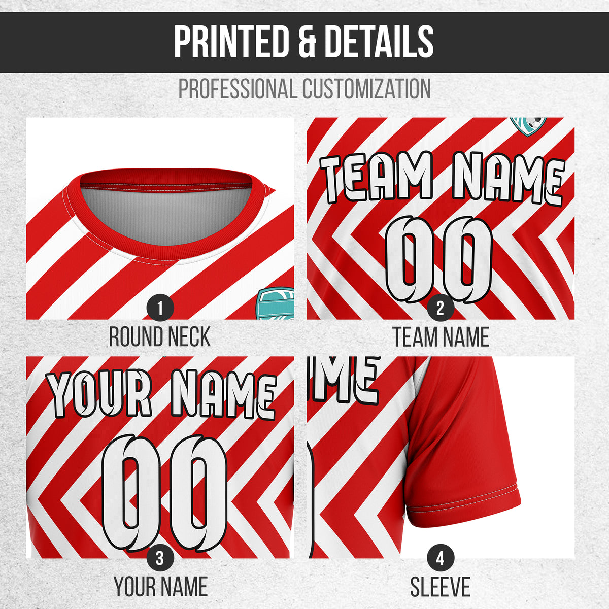 Custom SwiftStripe Red Soccer sport Tops Jersey