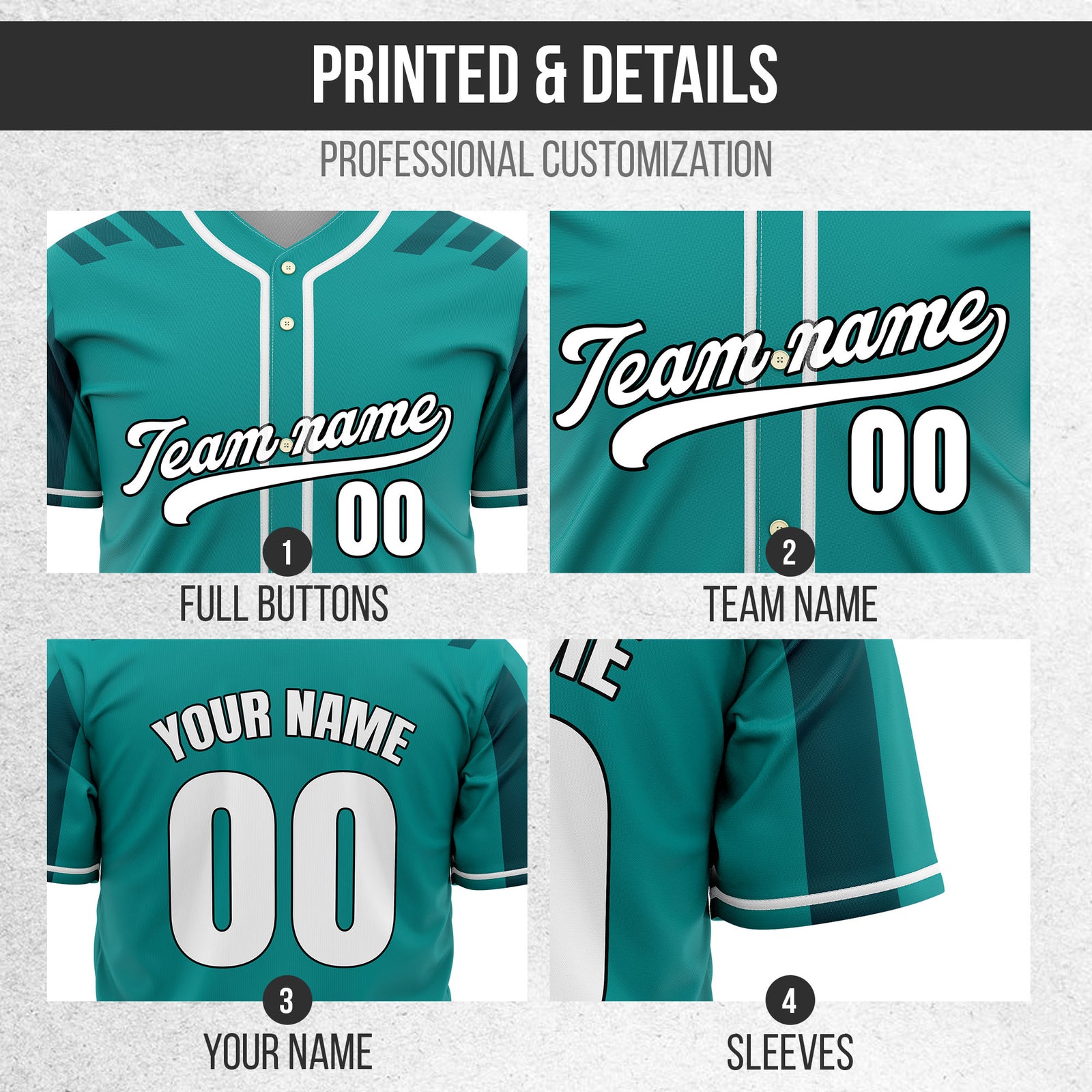 Custom Radiant Strike Teal Raglan Style Baseball Sports Jersey Personalized Uniform with Name & Number