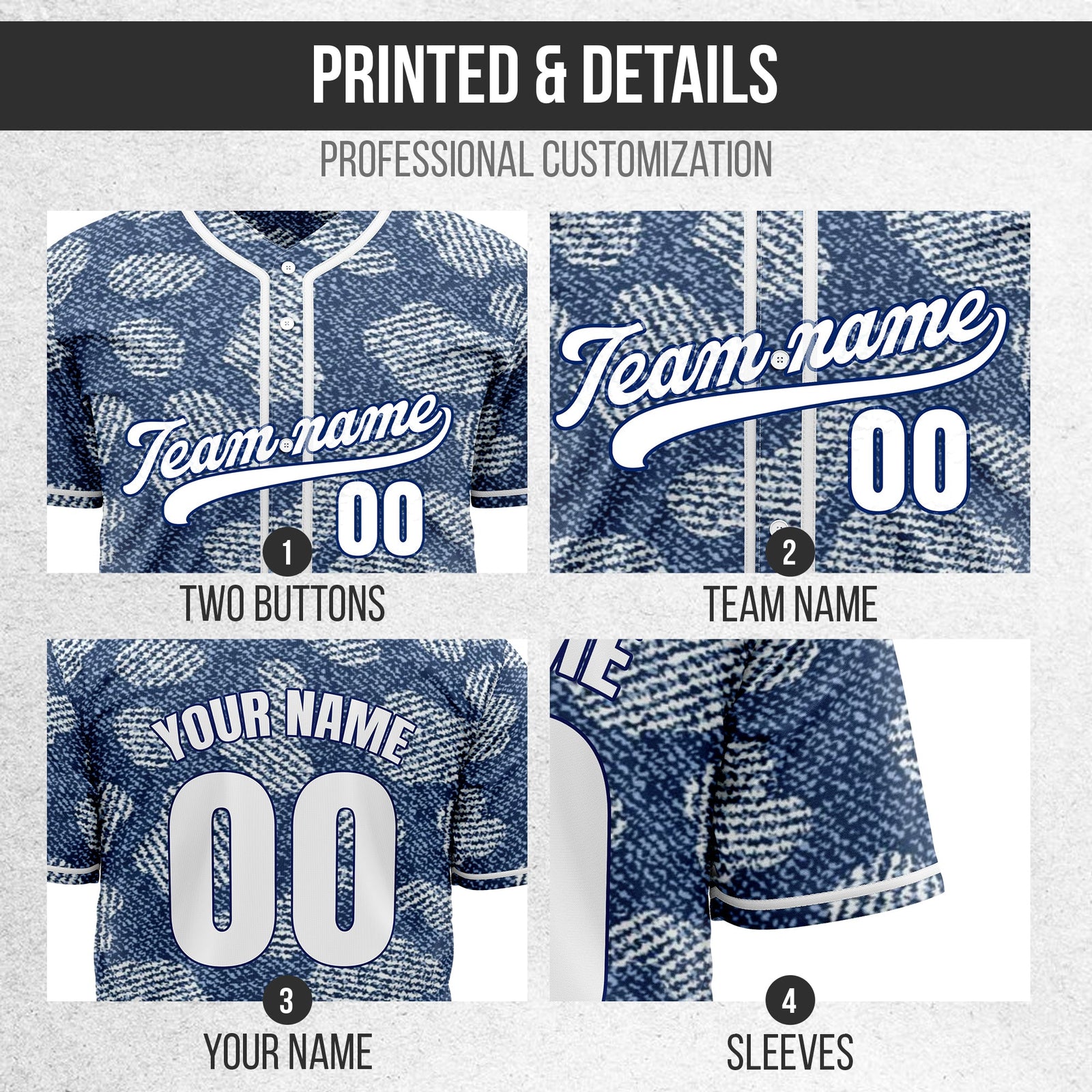 Custom Denim Pro Baseball Sports Jersey Personalized Uniform with Name & Number