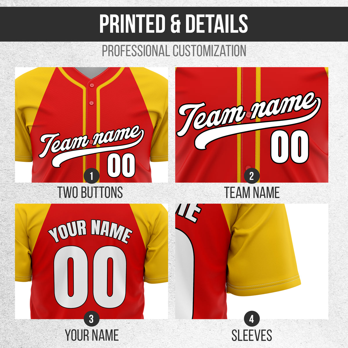 Custom Baseline Baseball Red Sports Jersey Personalized Uniform with Name & Number