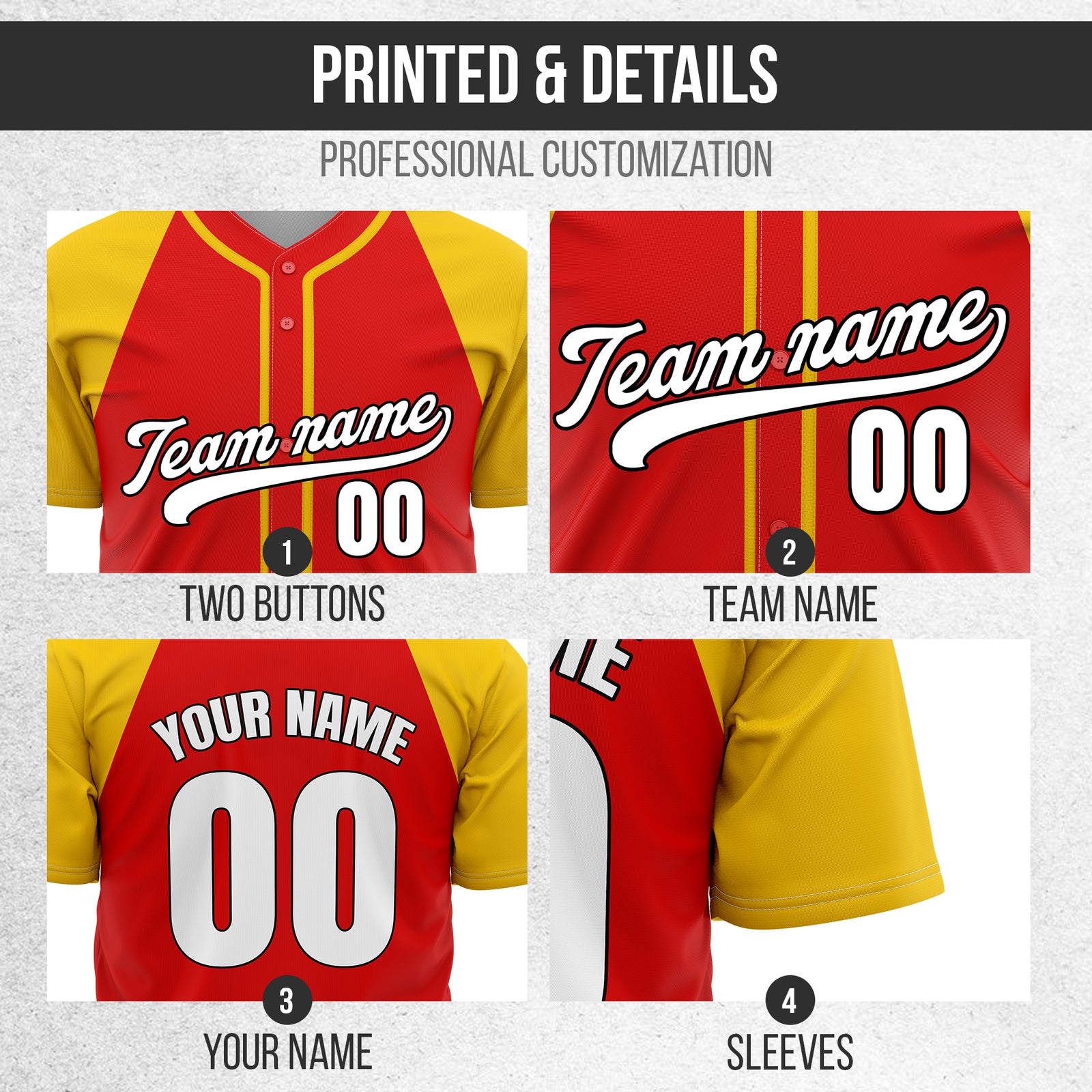 Custom Baseline Baseball Red Sports Jersey Personalized Uniform with Name & Number