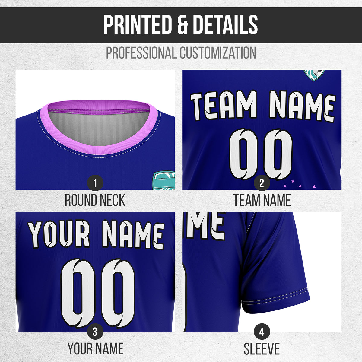 Custom Tri-Edge R Side Pattern Soccer Navy Sport Tops Jersey