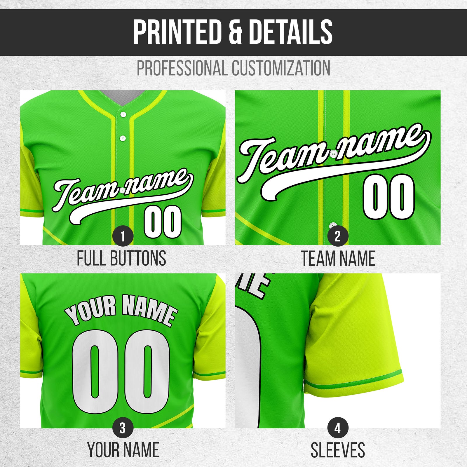 Custom Swift Neon Green Raglan Style Baseball Sports Jersey Personalized Uniform with Name & Number